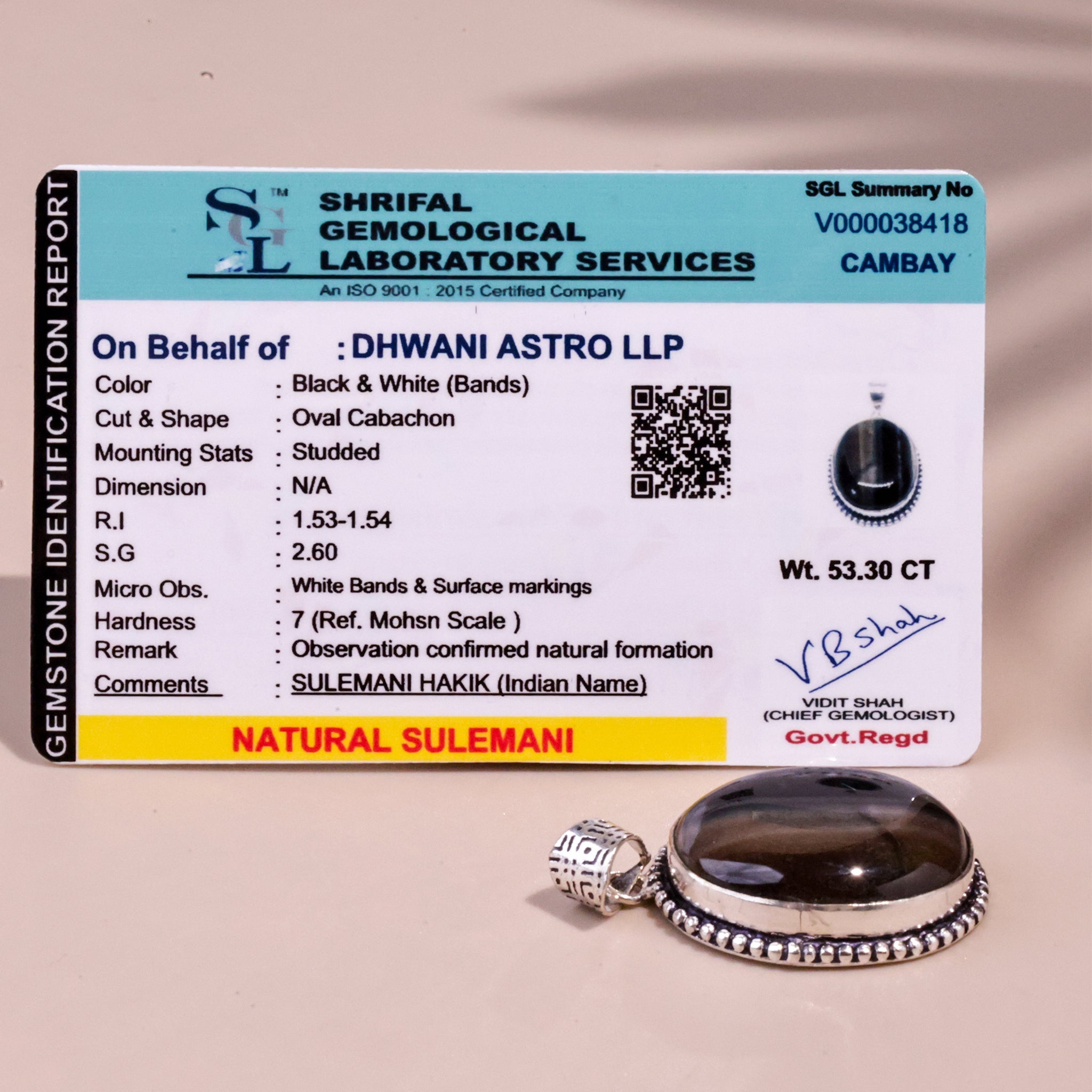 Sulemani Hakik Stone Pendant