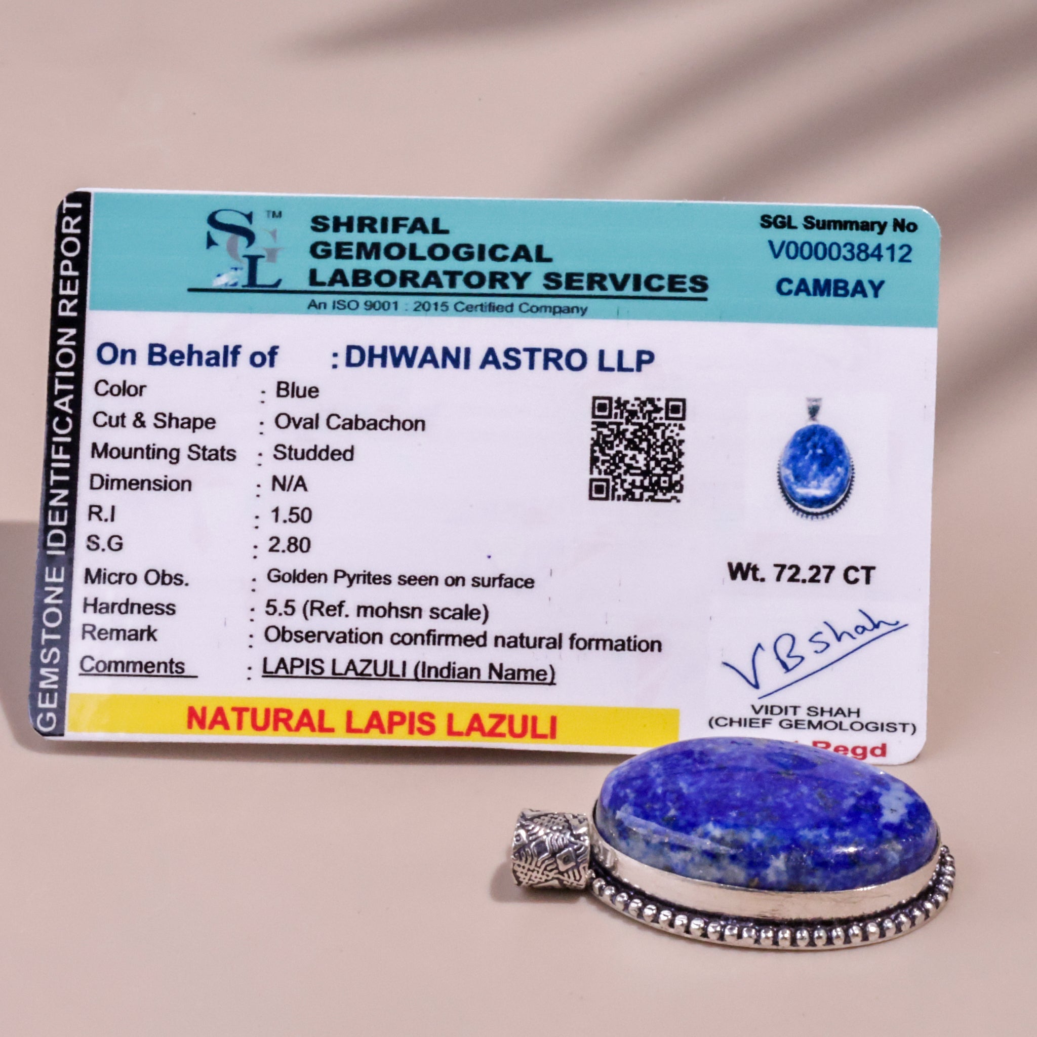 Lapis Lazuli Stone Pendant