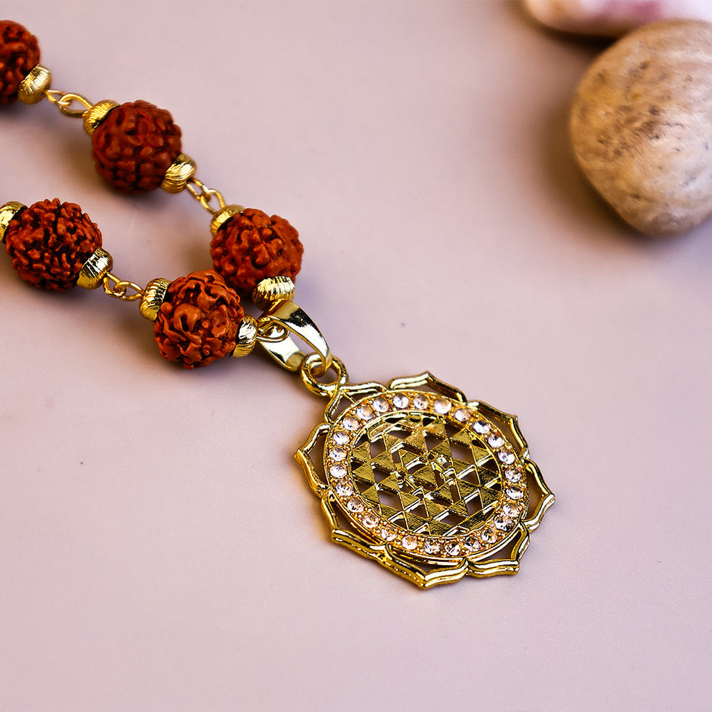 Laxmi Yantra with 5 Mukhi Rudraksha Pendant