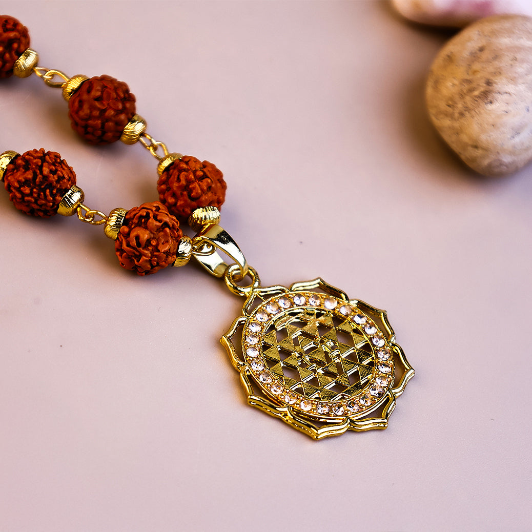Laxmi Yantra with 5 Mukhi Rudraksha Pendant