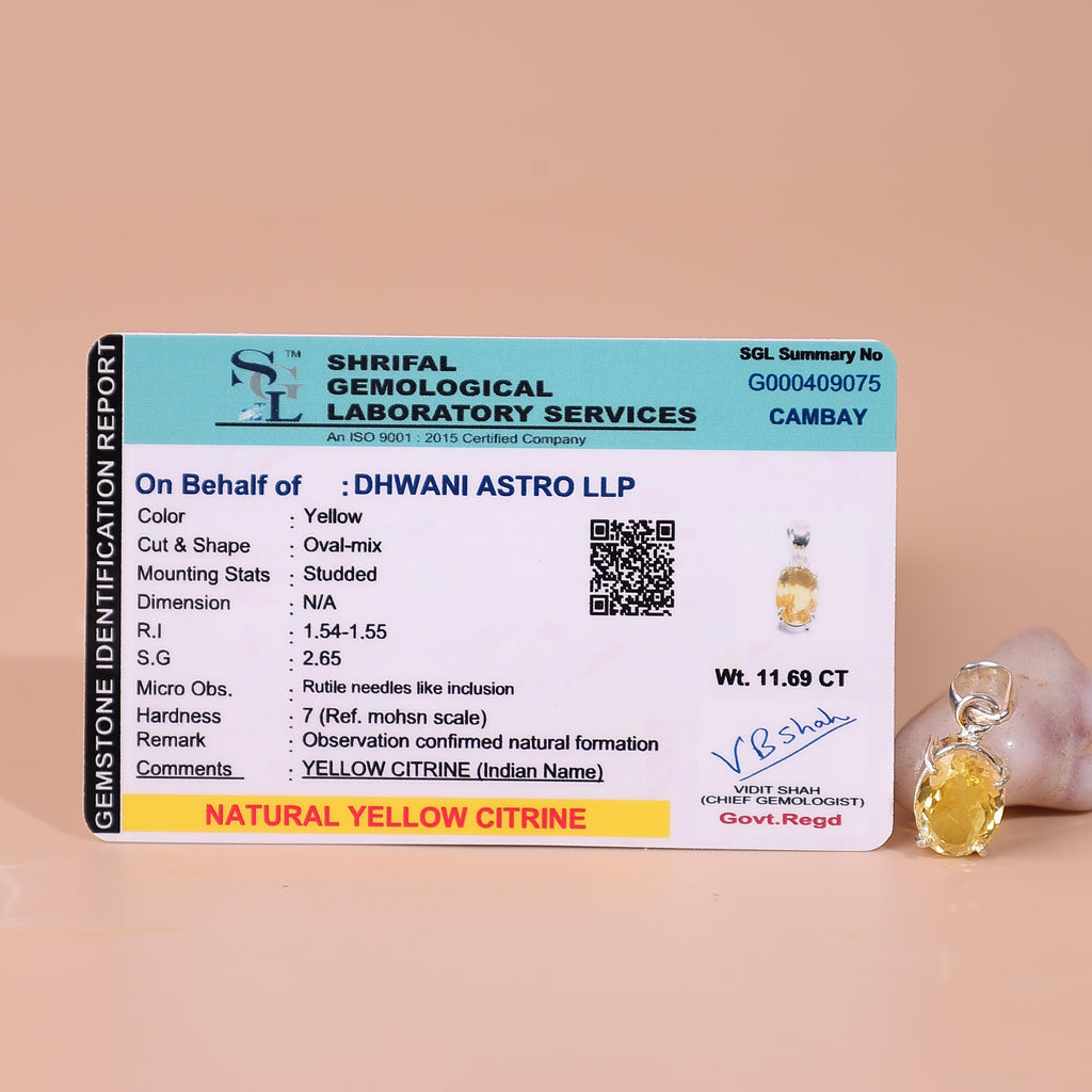 High Financial Status, Success in Job & Profession: Yellow Citrine Pendant