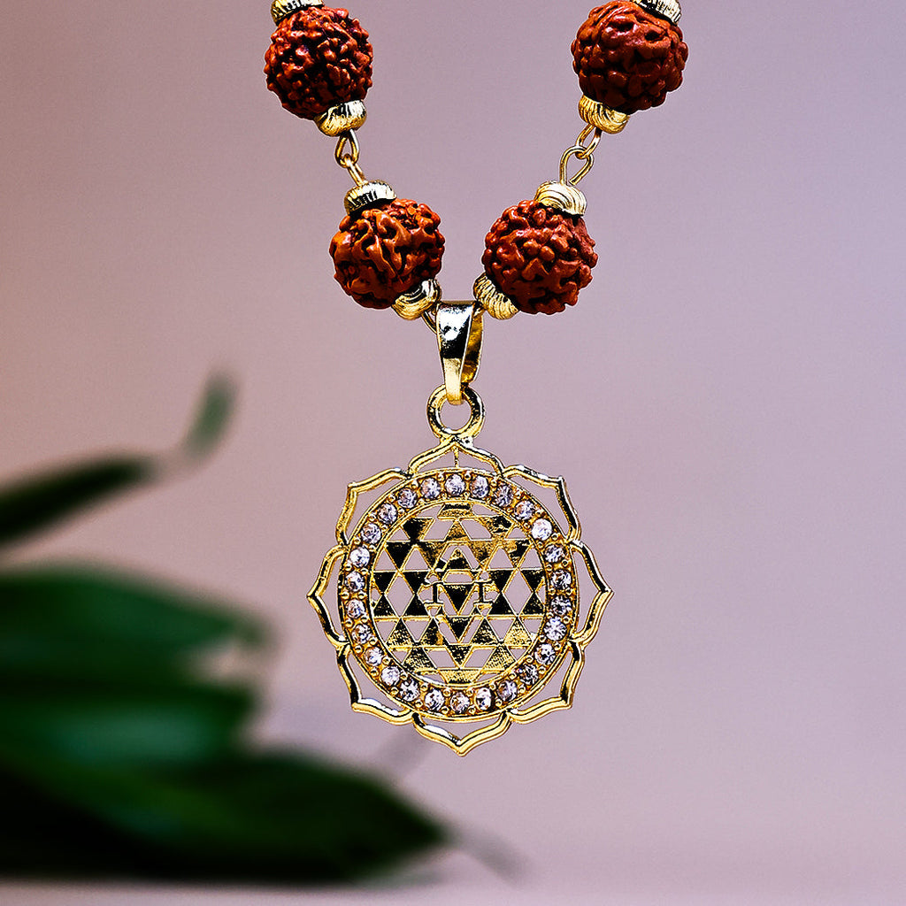 Laxmi Yantra with 5 Mukhi Rudraksha Pendant