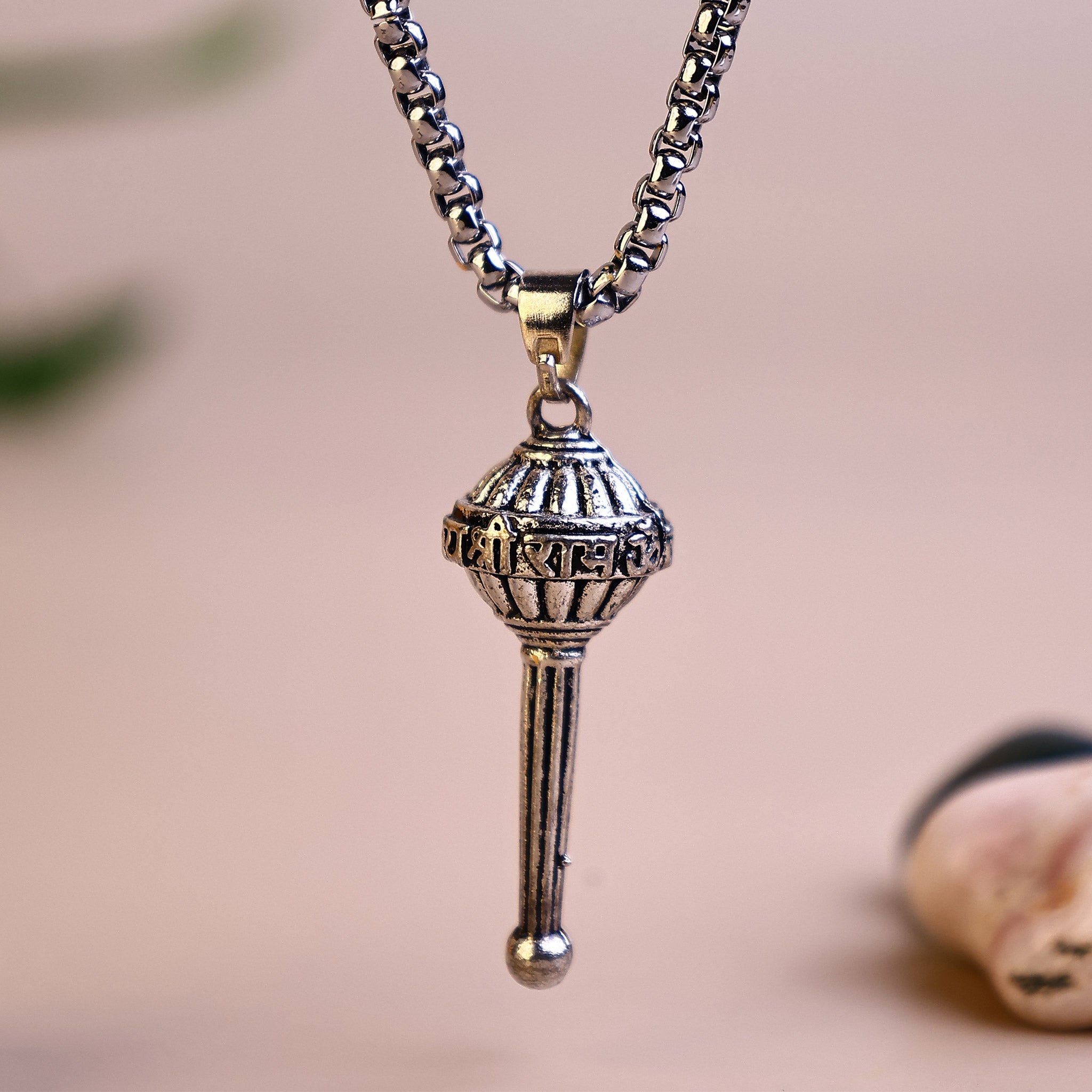 Silver Hanuman Ji Gada Pendant