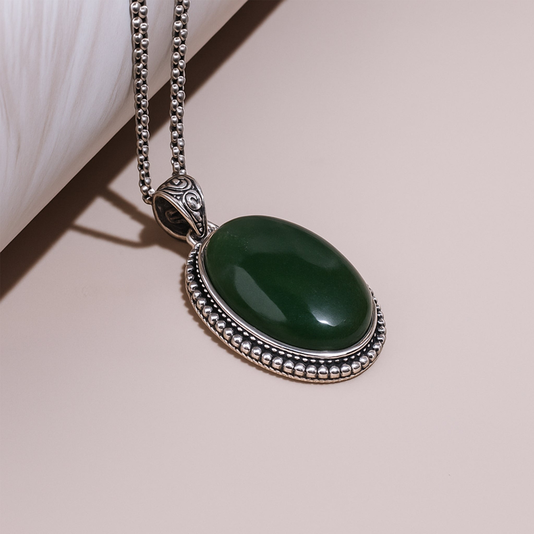 Green Jade Oval Stone Pendant
