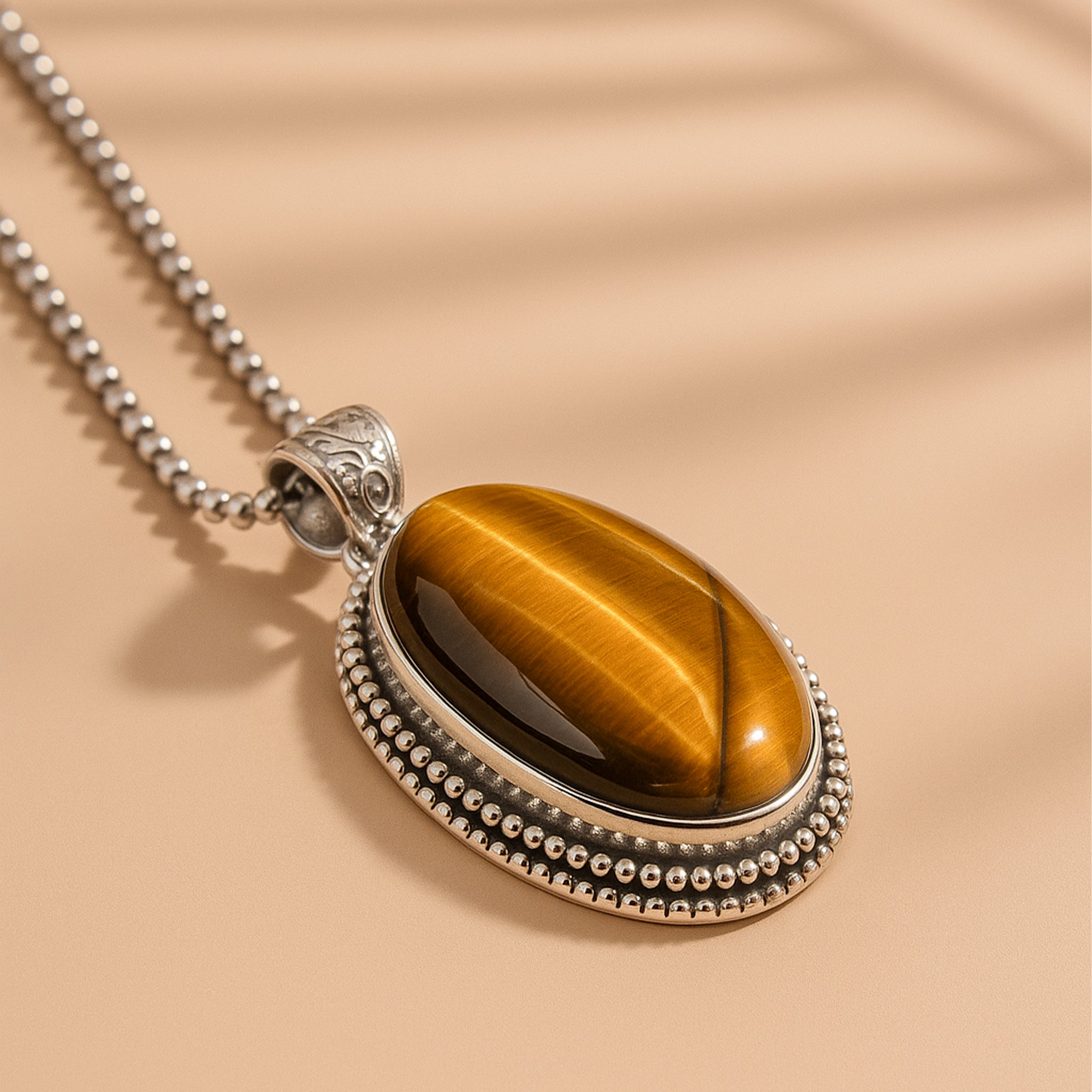 Tiger Eye Oval Stone Pendant