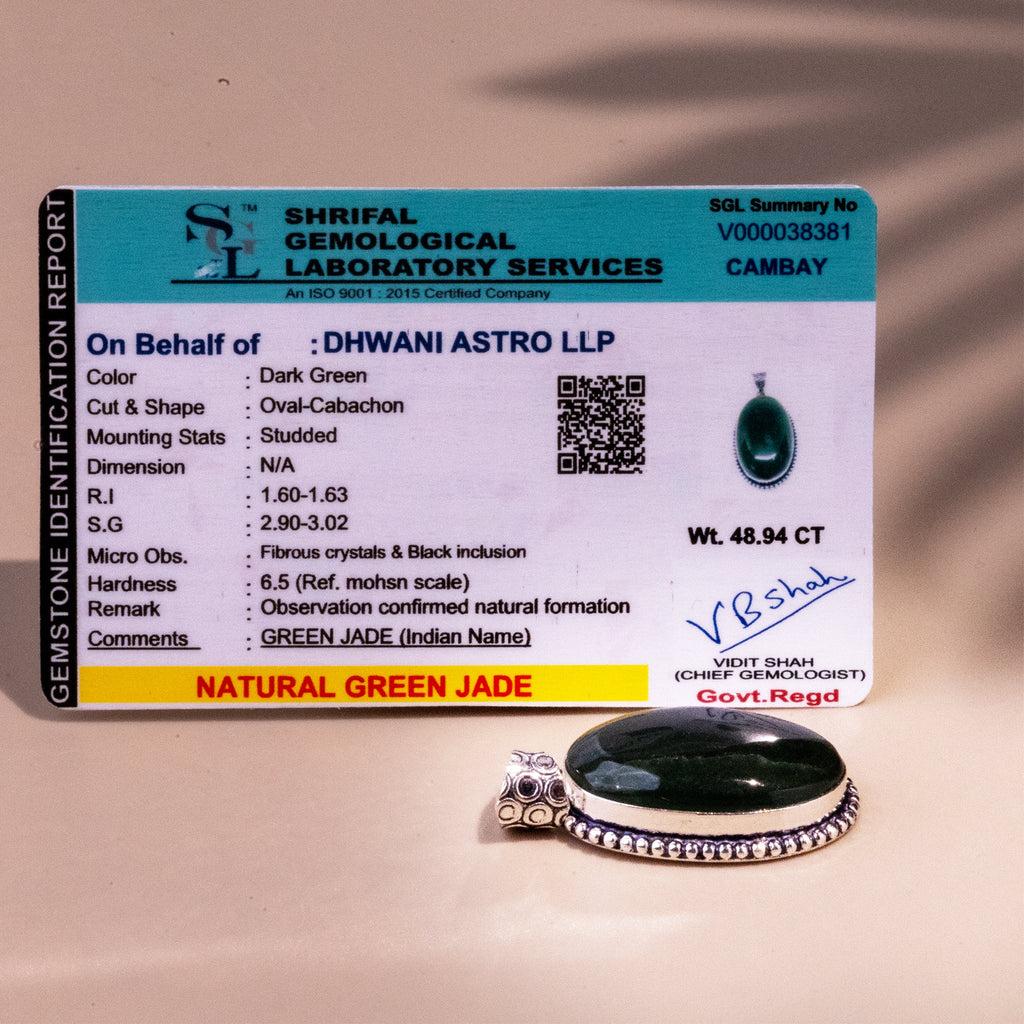 Green Jade Oval Stone Pendant