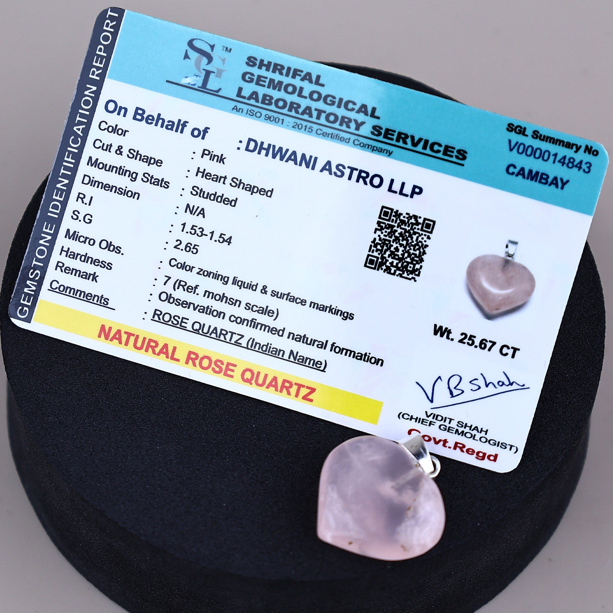 Rose Quartz Heart Pendant