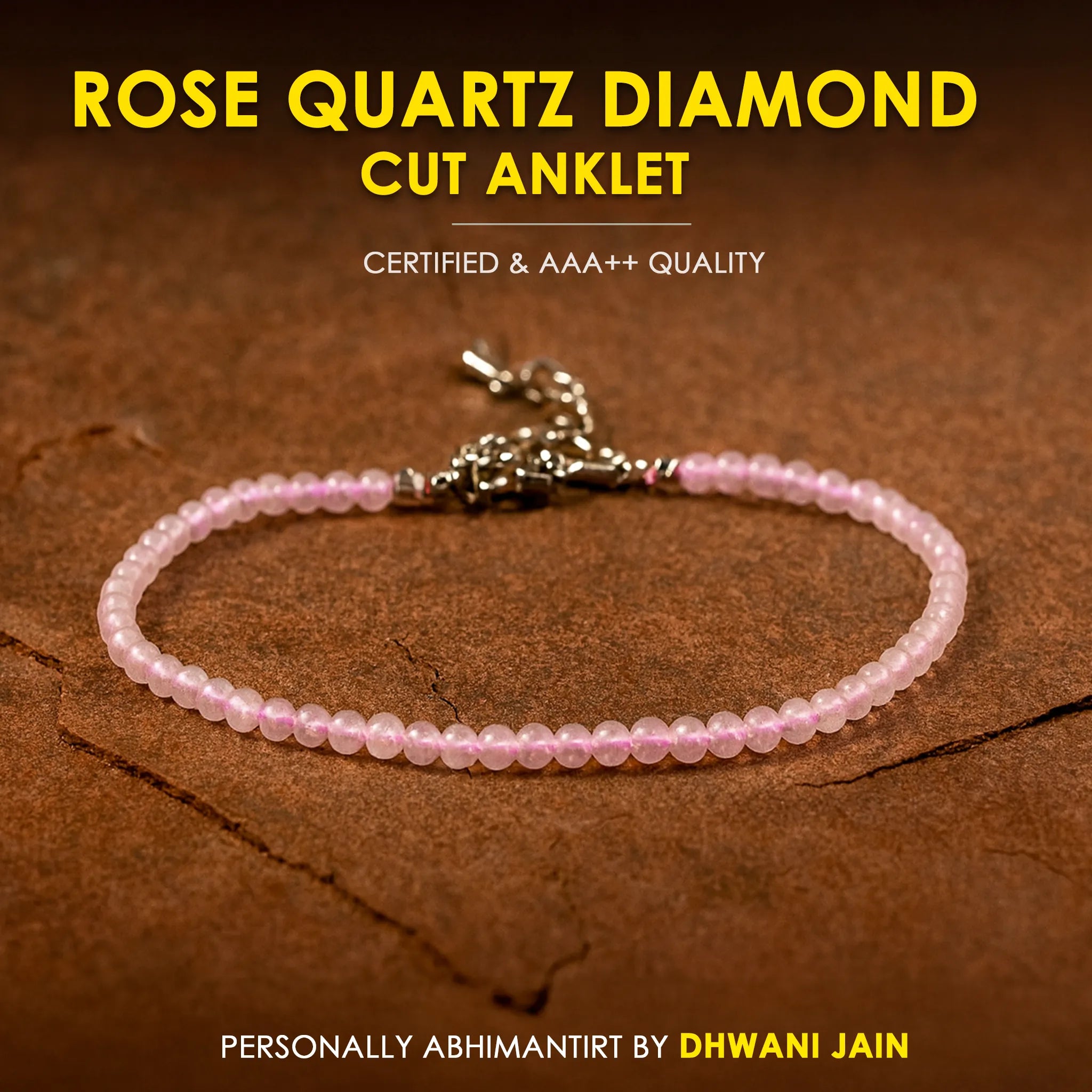 Rose Quartz Diamond Cut Anklet