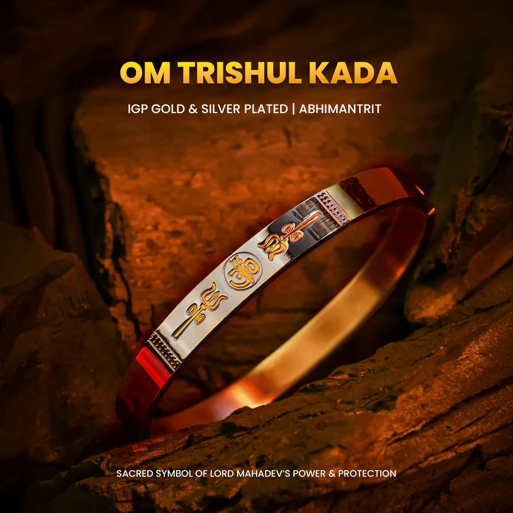 Om Trishul Kada (IGP Gold & Silver Plating)
