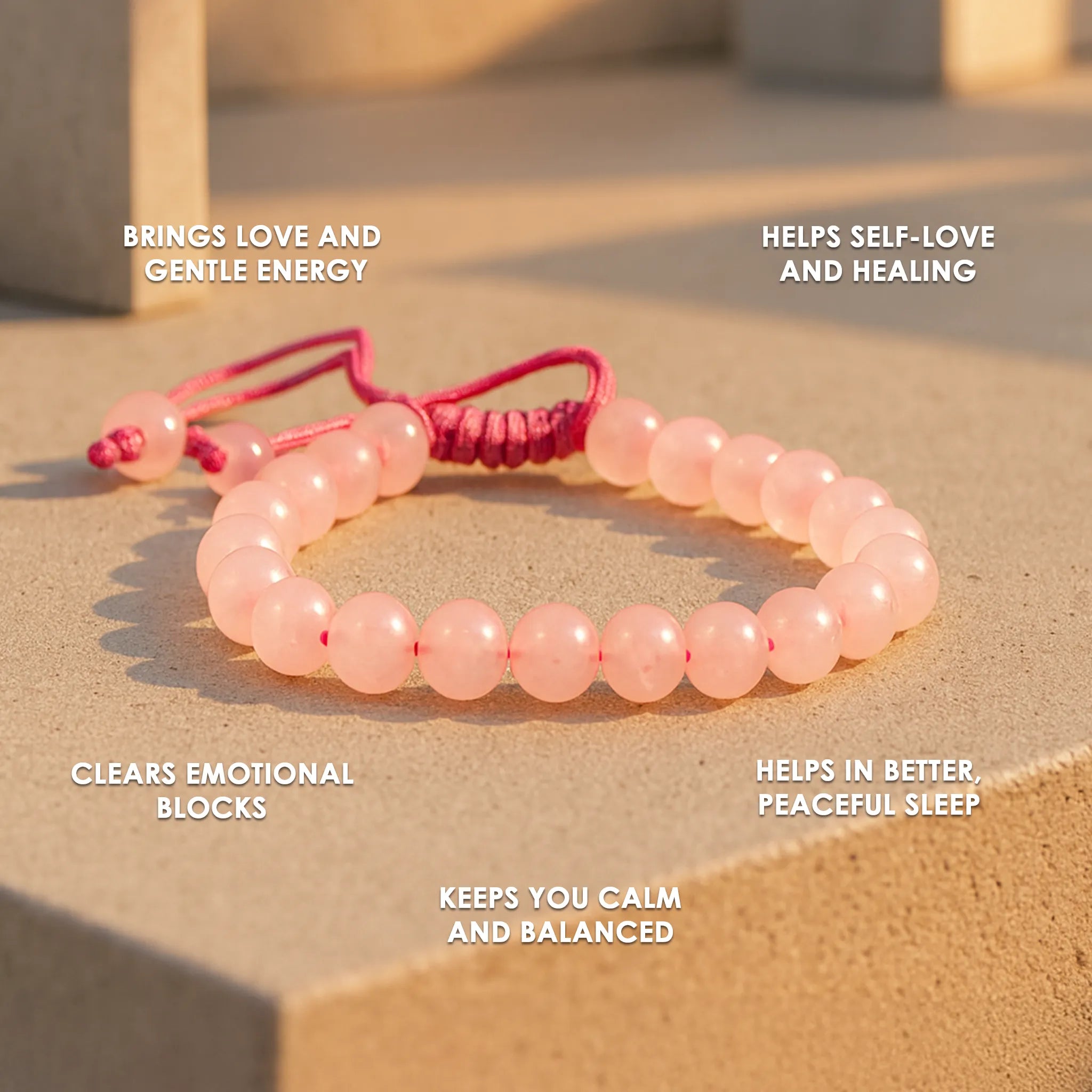 Improve Love, Relationship & Emotional Connection: Rose Quartz Thread Bracelet