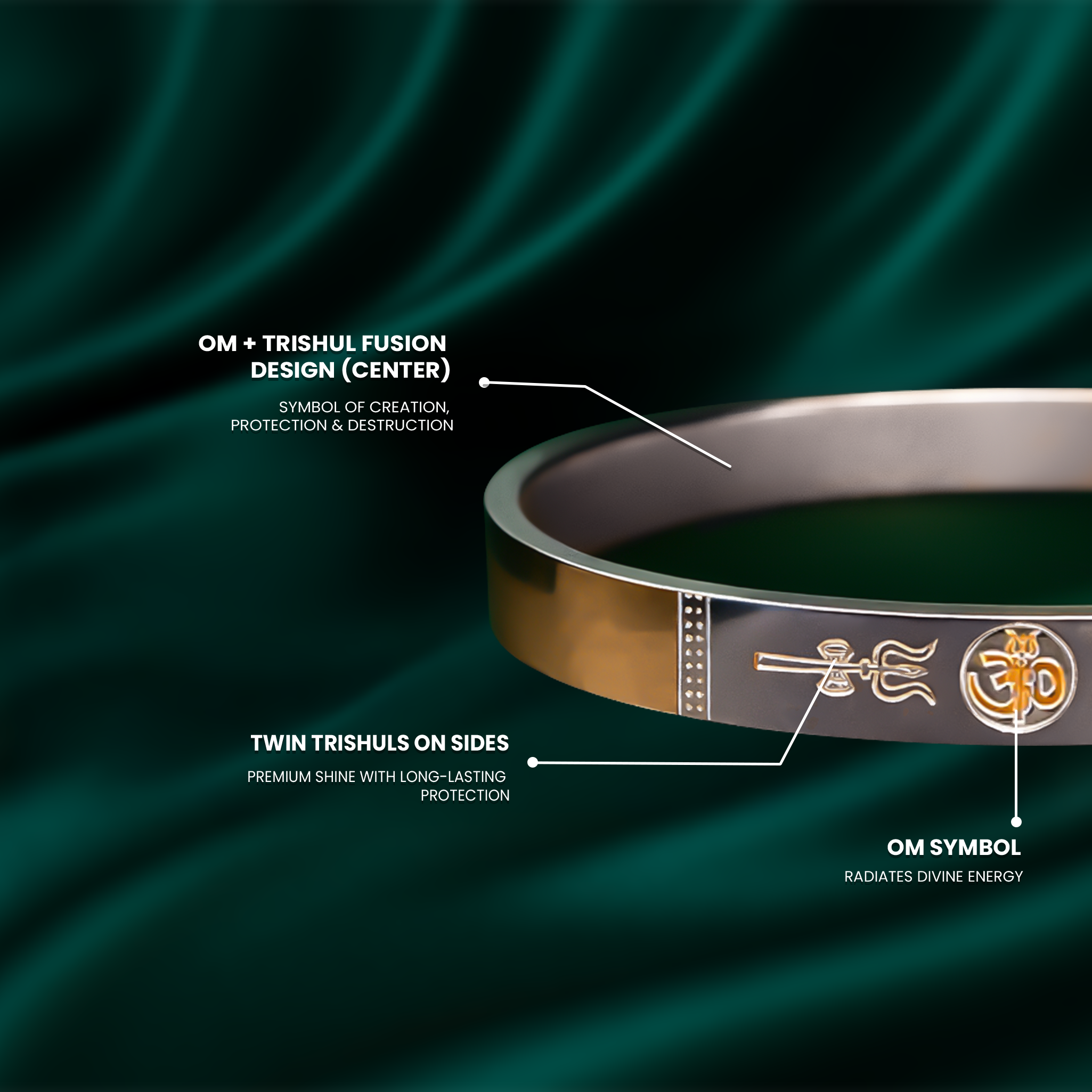 Om Trishul Kada (IGP Gold & Silver Plating)