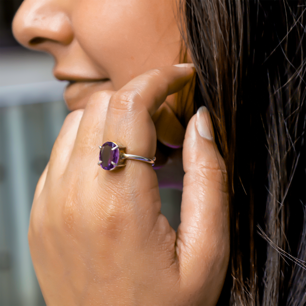 Attract Luck, Enhance Intuition, Improve Health & Skin: Amethyst Ring