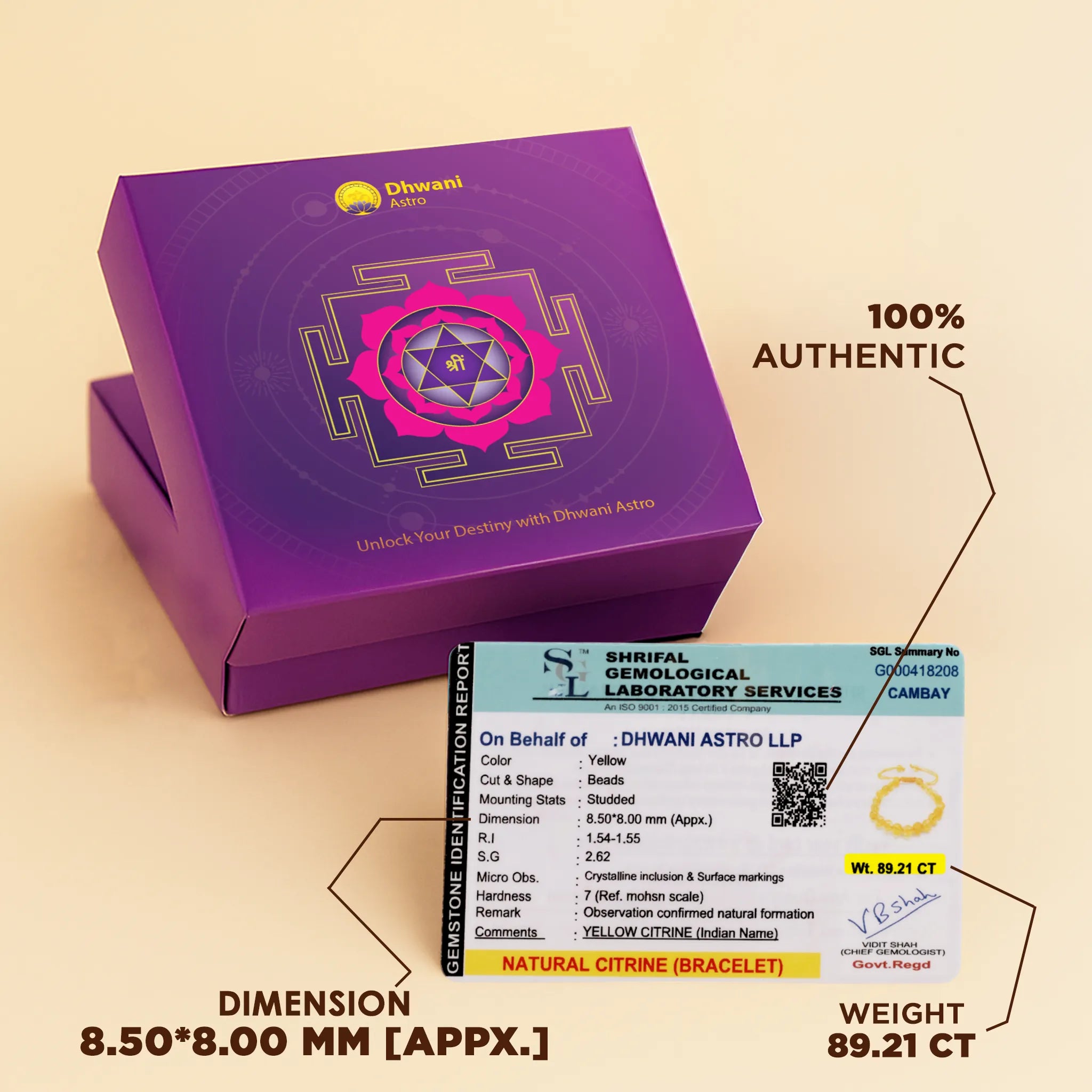 High Financial Status, Success in Job & Profession: Yellow Citrine Thread Bracelet