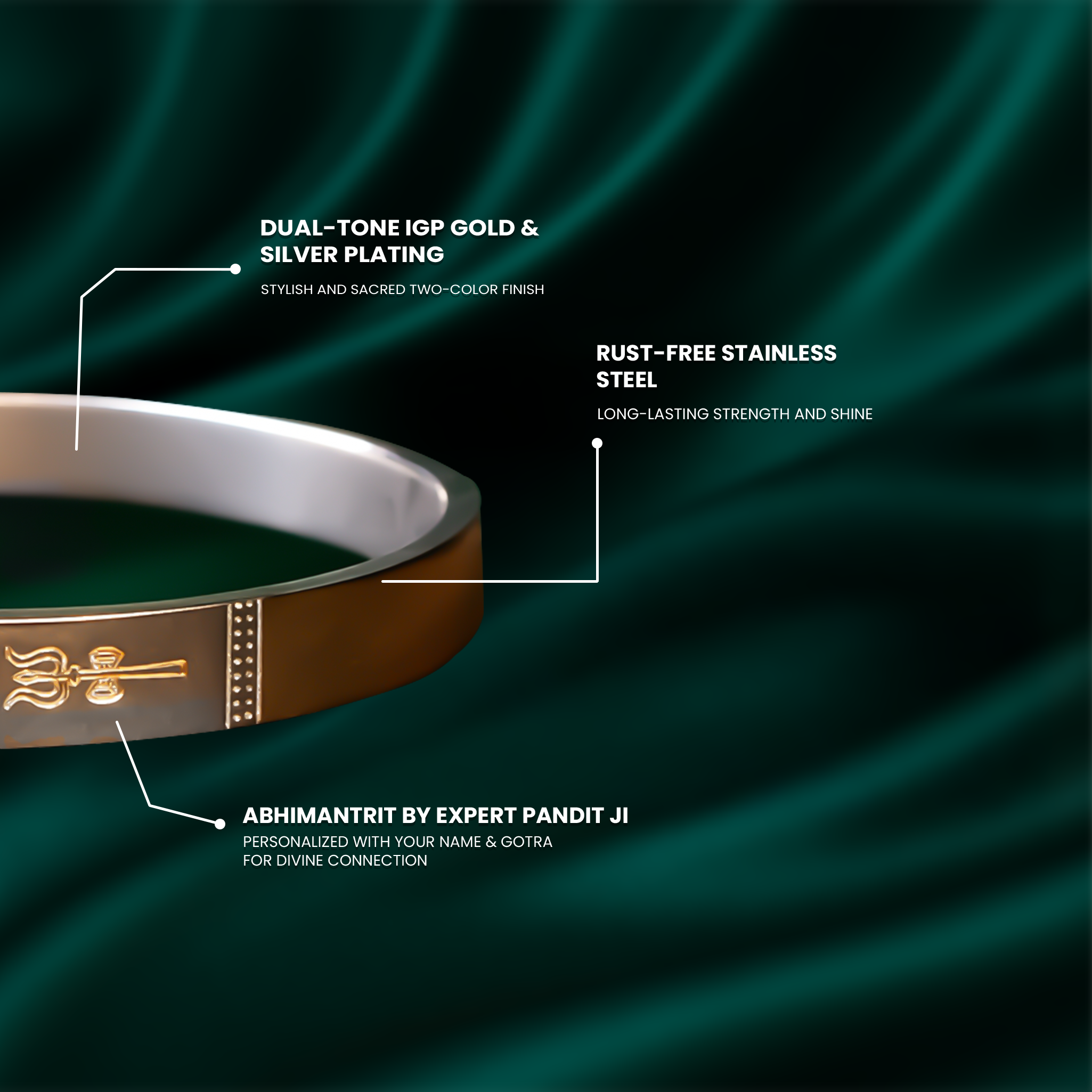 Om Trishul Kada (IGP Gold & Silver Plating)