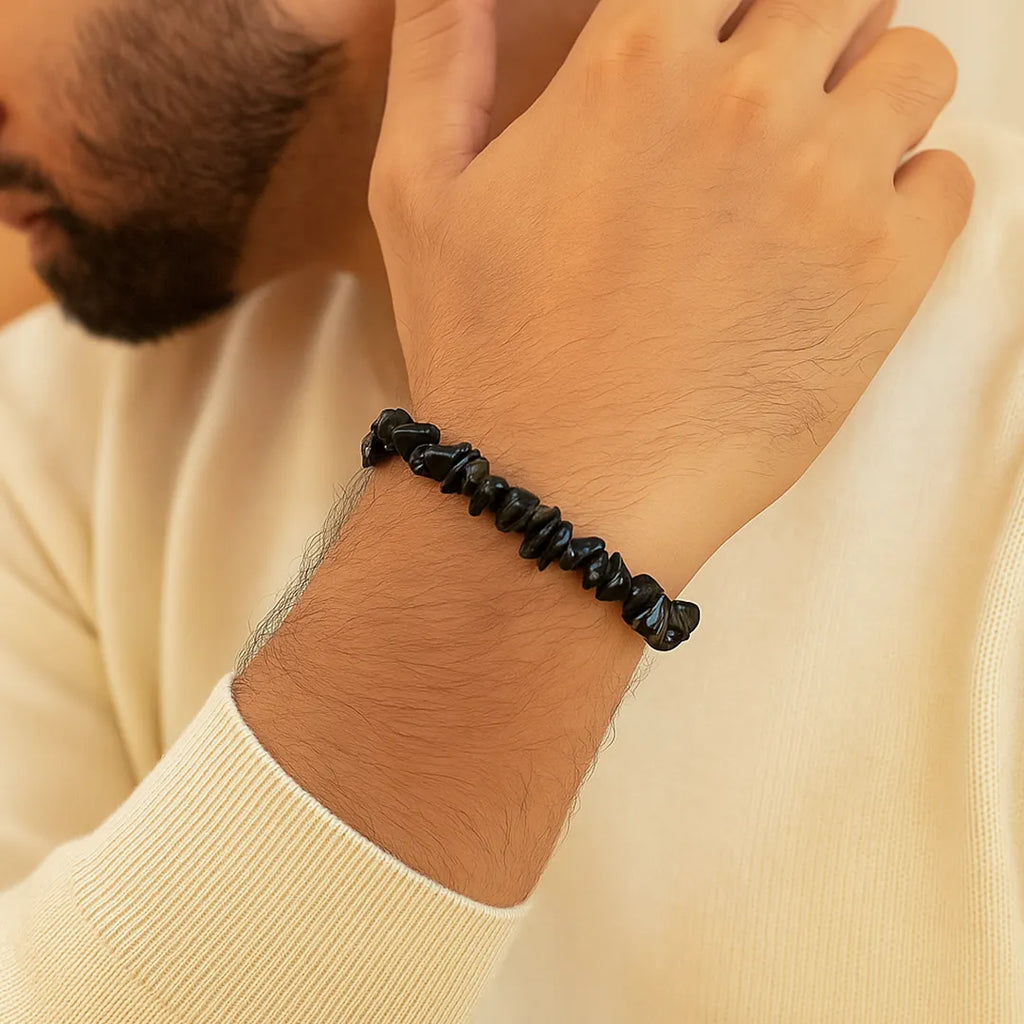 Protect from Psychic attacks & Negative Energy: Black Tourmaline Uncut Bracelet