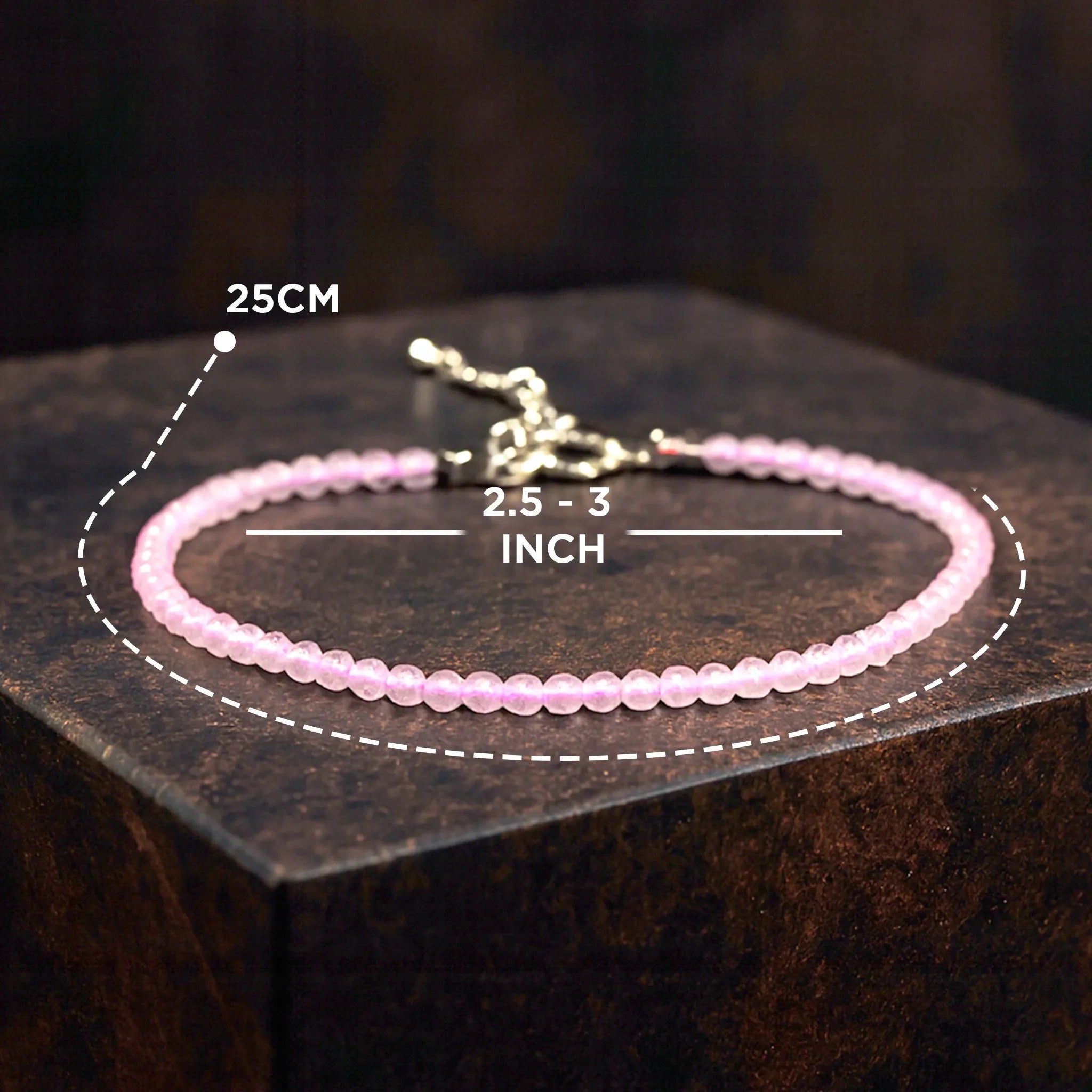 Rose Quartz Diamond Cut Anklet