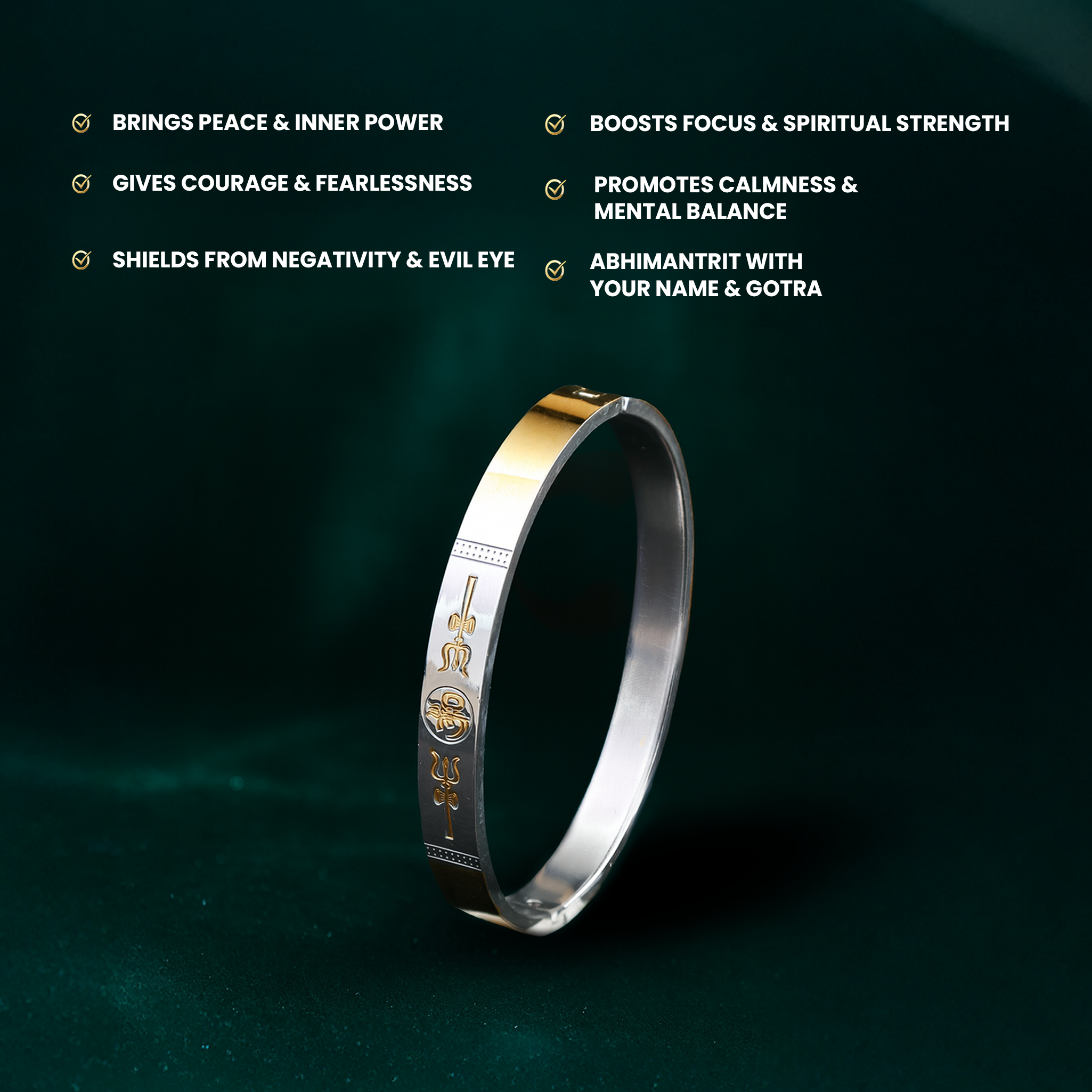 Om Trishul Kada (IGP Gold & Silver Plating)