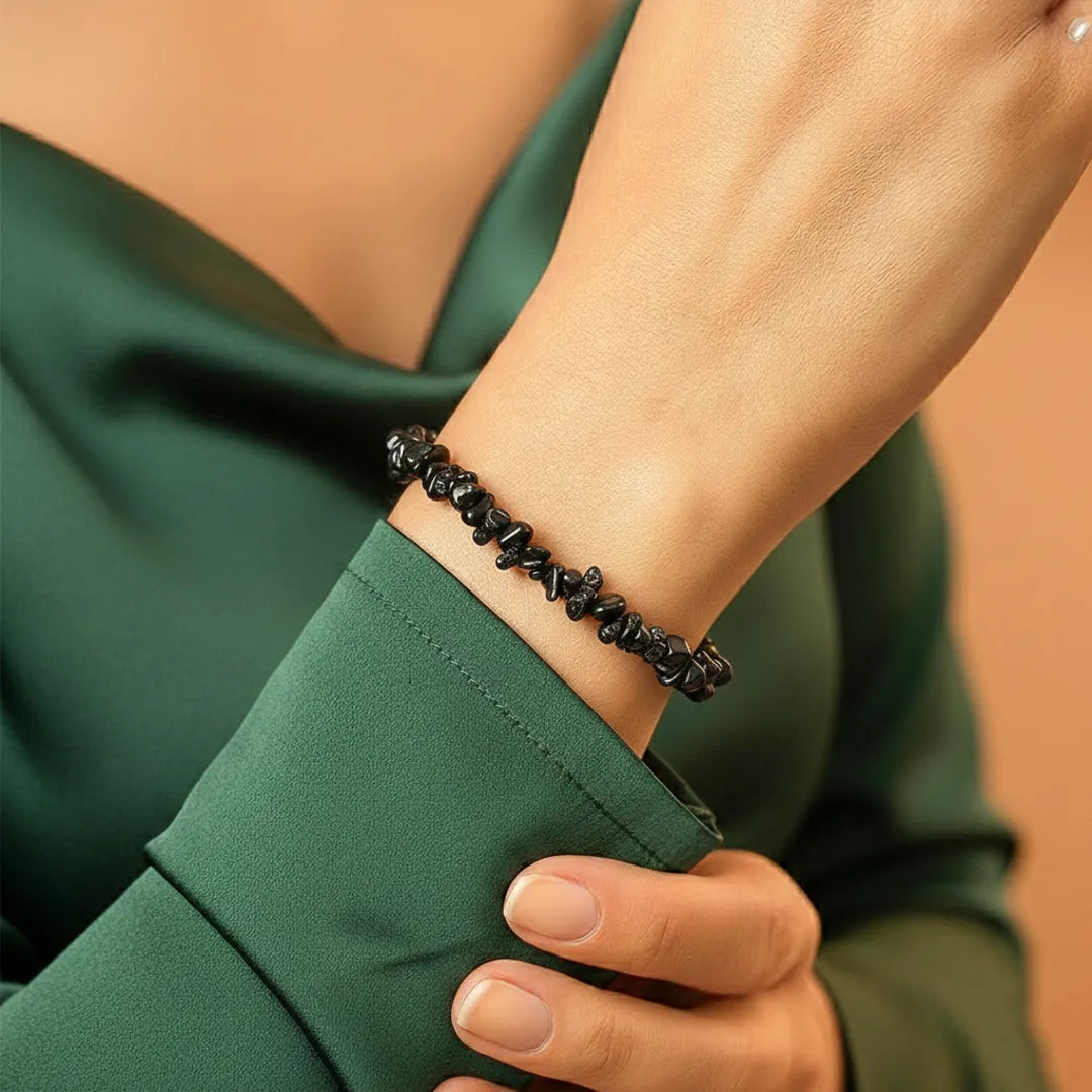 Protect from Psychic attacks & Negative Energy: Black Tourmaline Uncut Bracelet