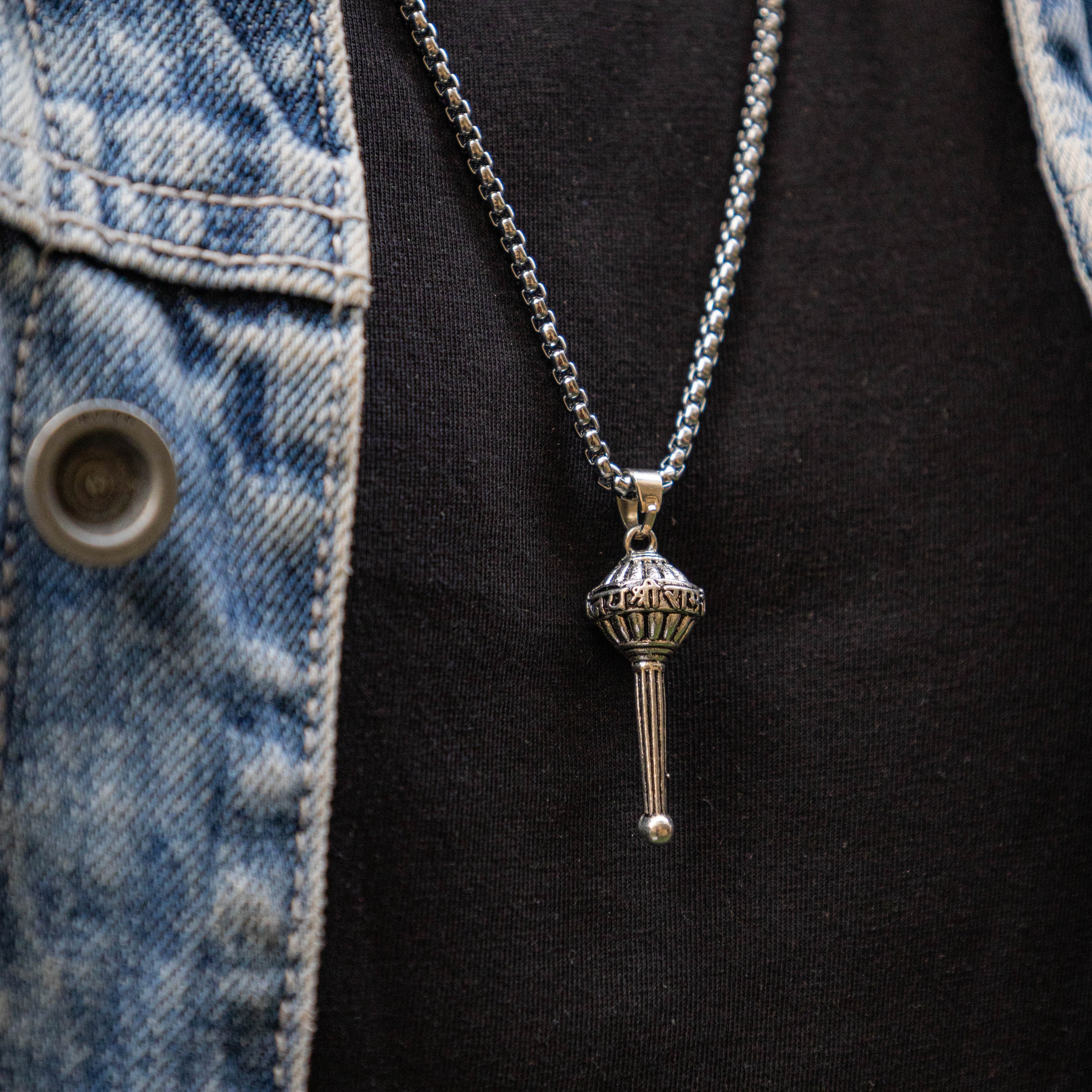 Silver Hanuman Ji Gada Pendant
