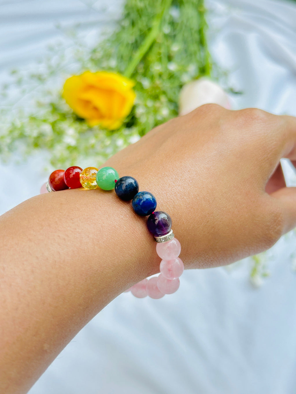 Happy Love Life: Seven Chakra with Rose Quartz Bracelet
