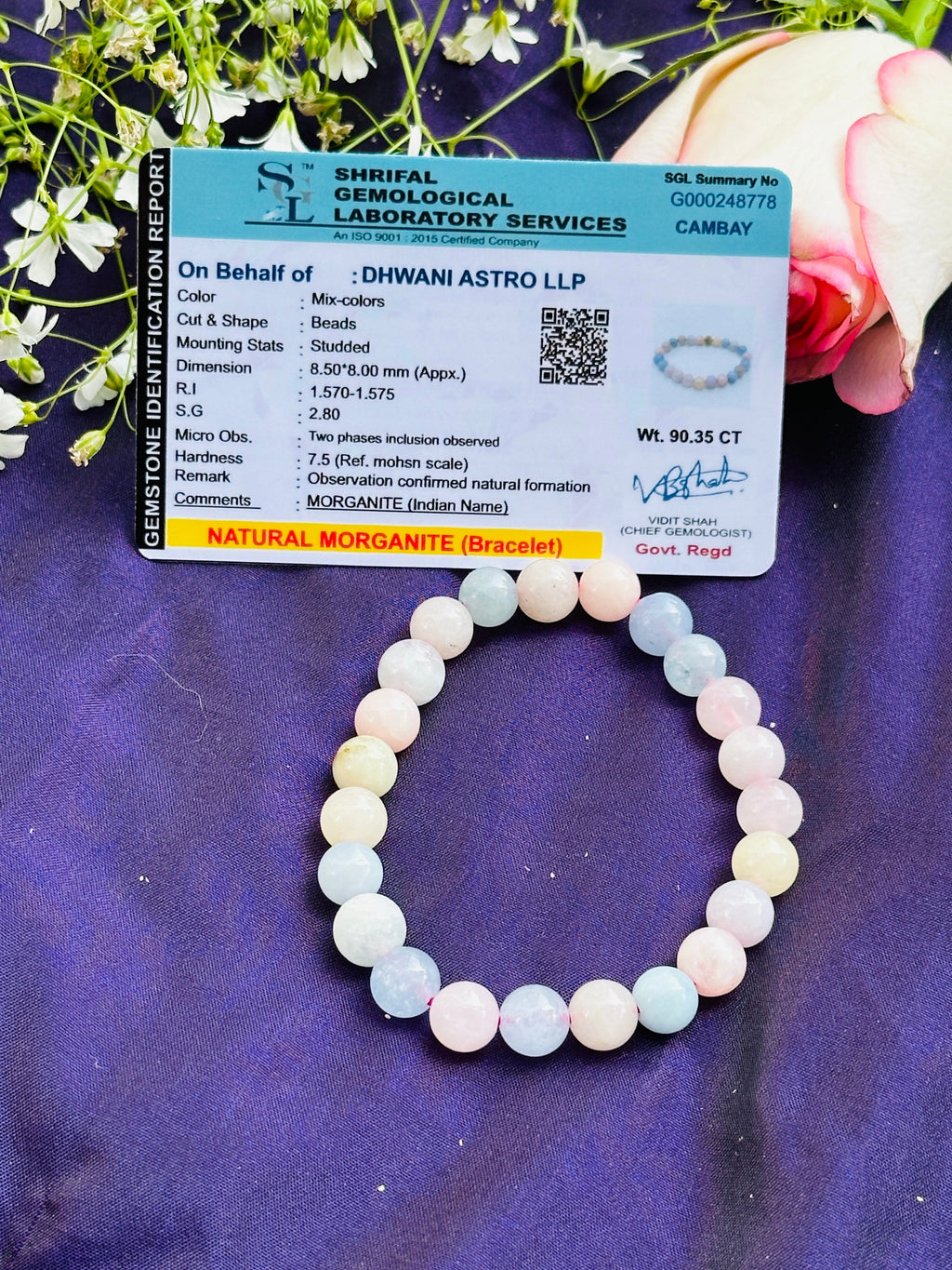 Fear, Anger, Stress and Anxiety Relief: Morganite Bracelet