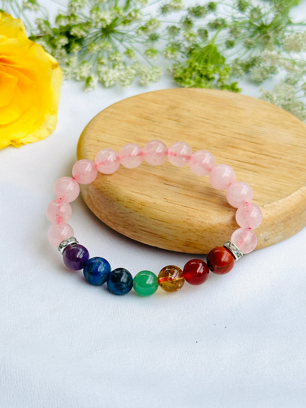 Happy Love Life: Seven Chakra with Rose Quartz Bracelet