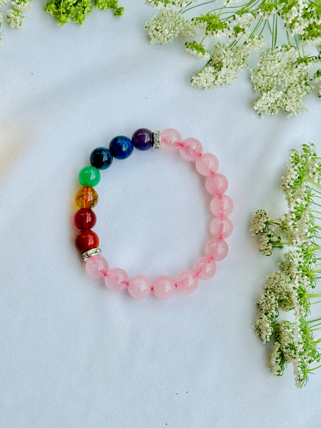 Happy Love Life: Seven Chakra with Rose Quartz Bracelet