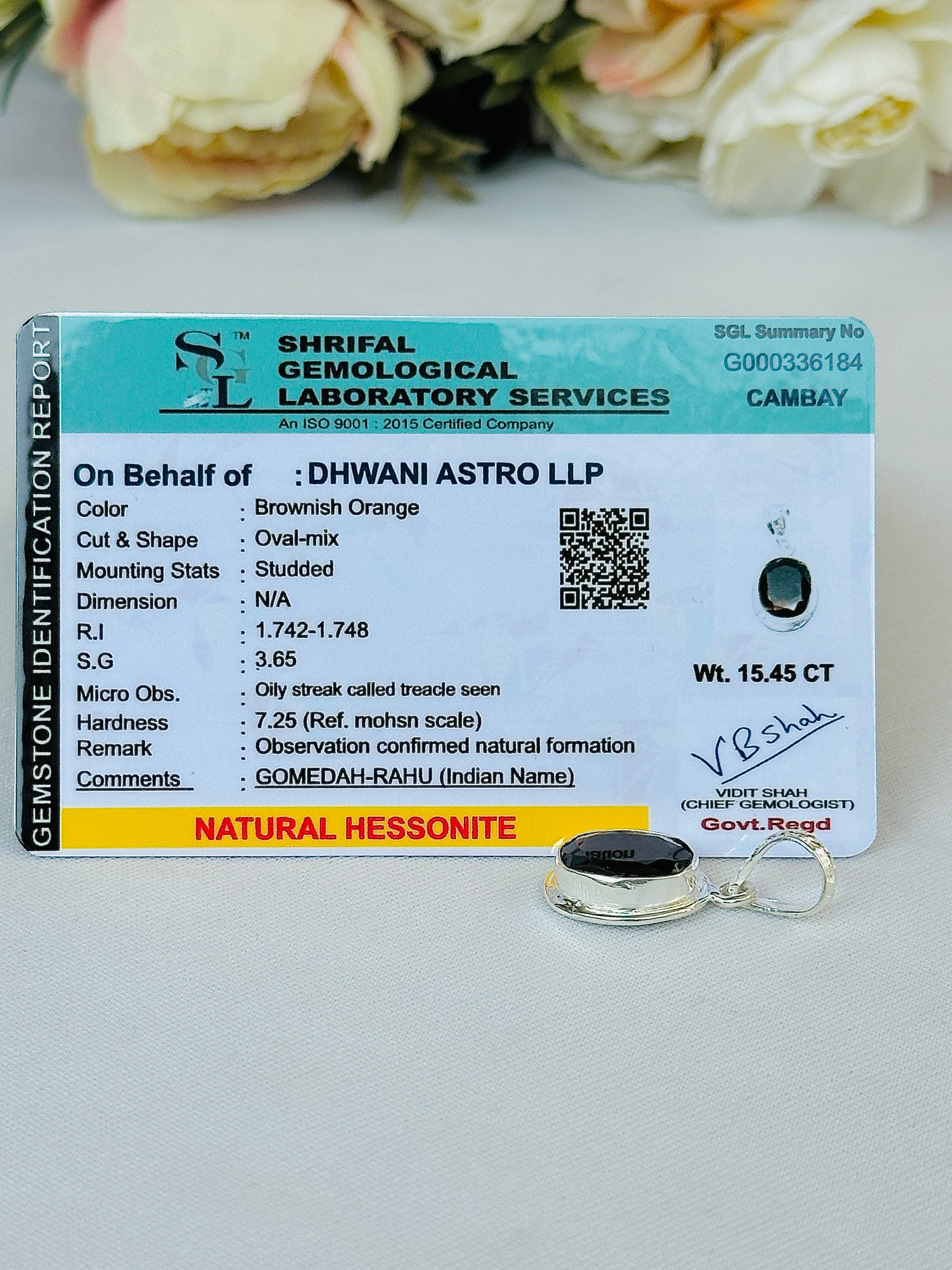 Rahu Hessonite Pendant