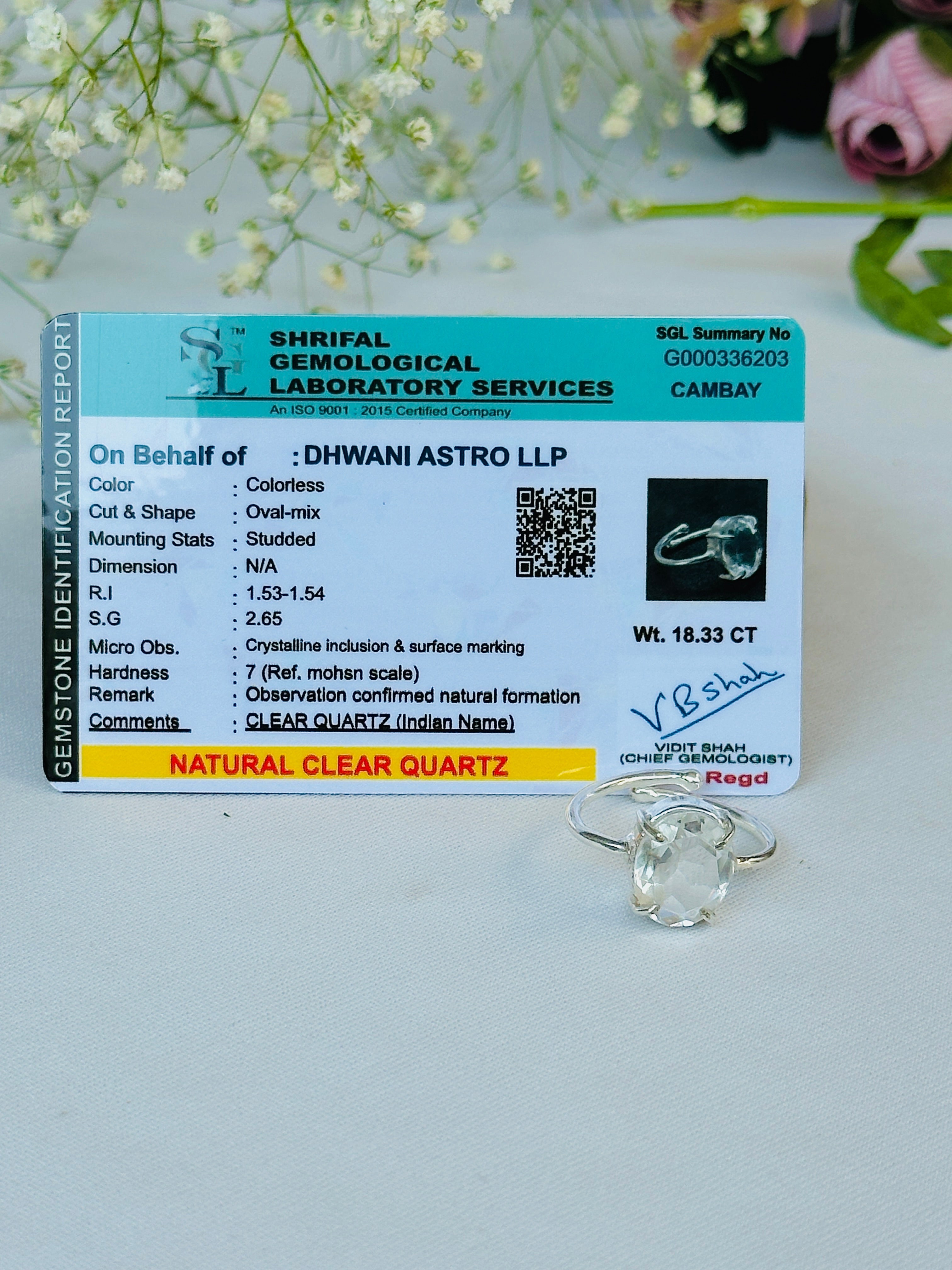 Removes Depression, Anger & Anxiety: Clear Quartz Ring