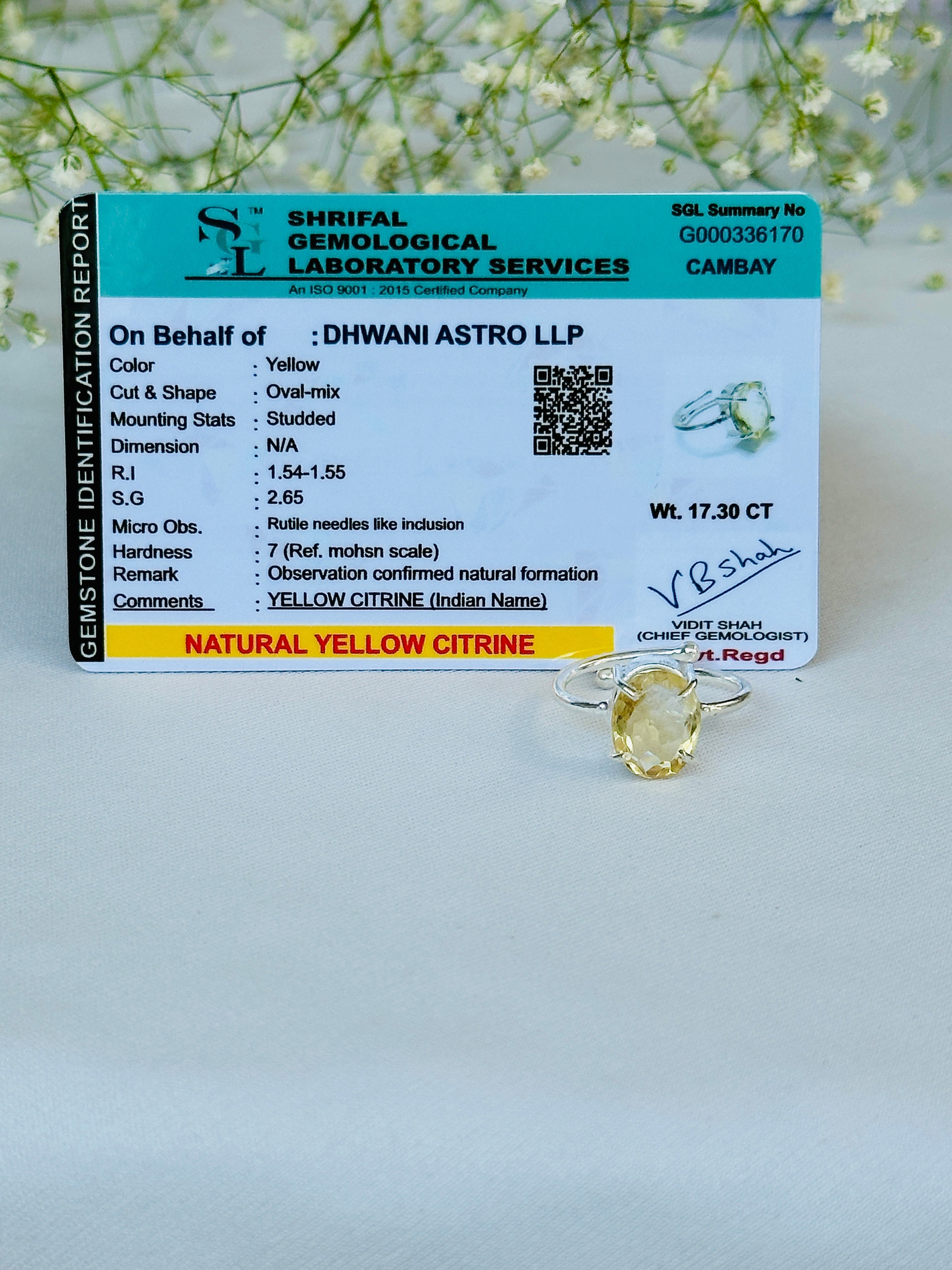 High Financial Status, Success in Job & Profession: Yellow Citrine Ring