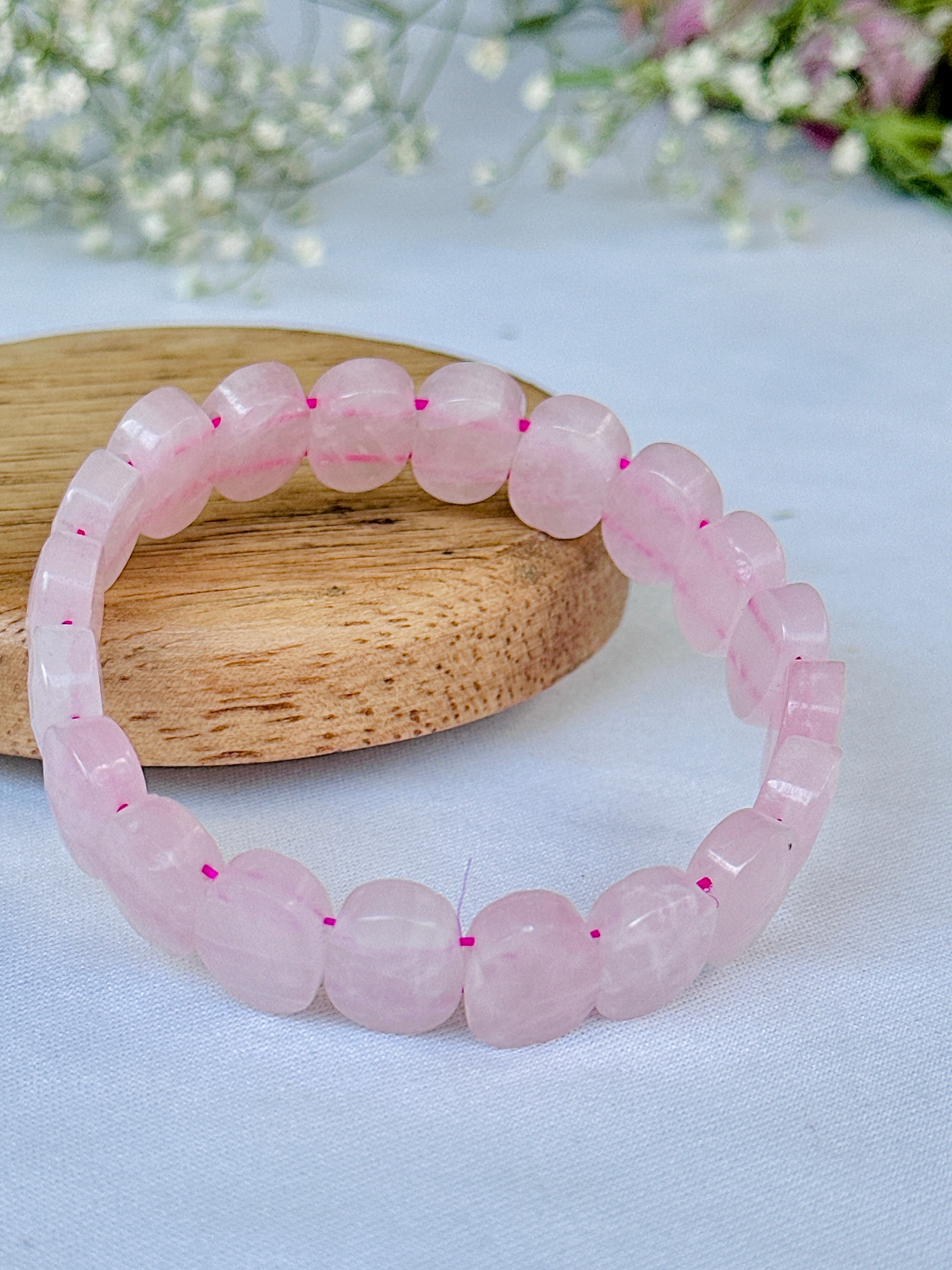 Improve Love, Relationship & Emotional Connection: Rose Quartz Emerald Cut Bracelet
