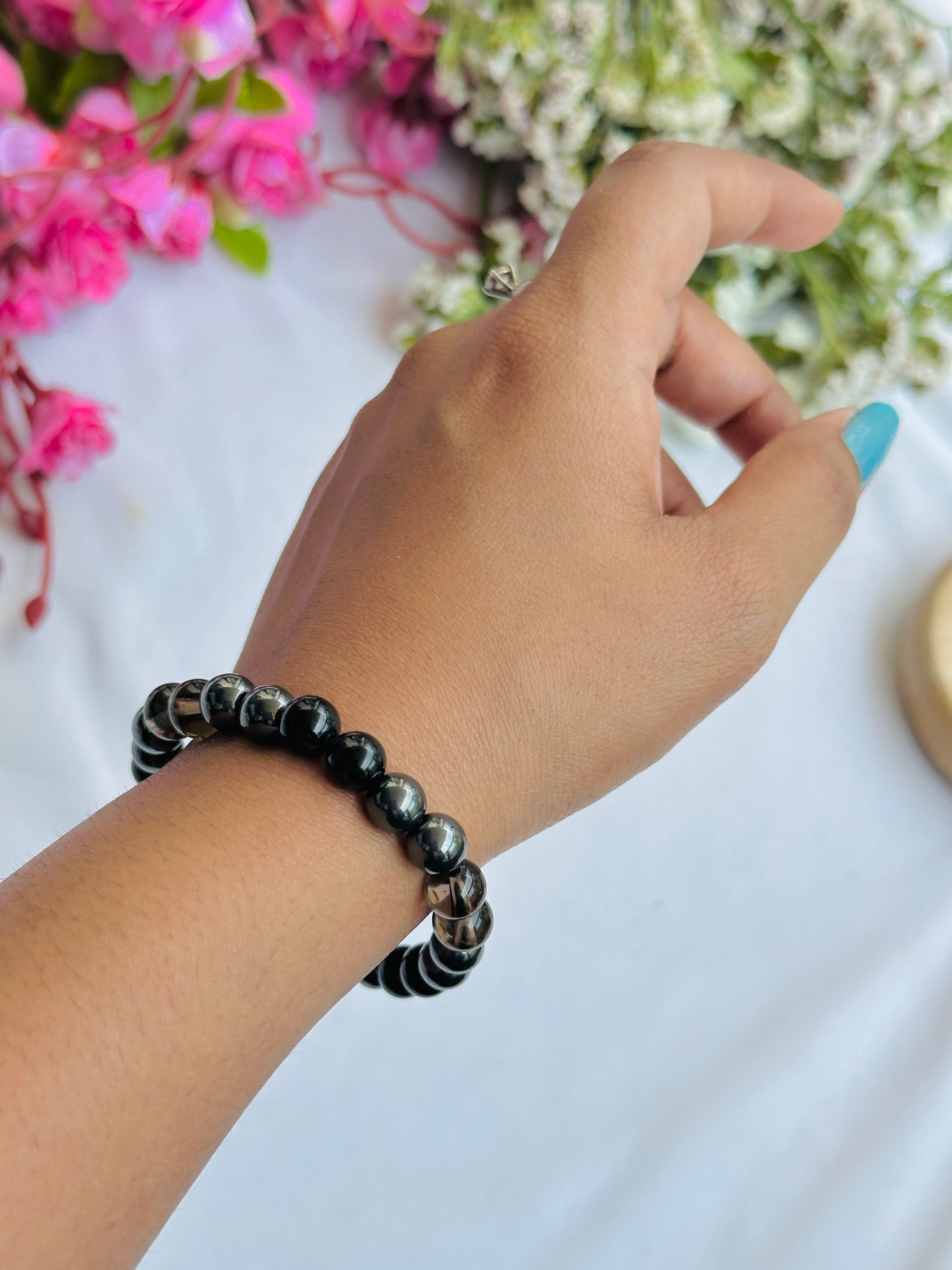 Protect from Negativity, Evil Eye, and Fear Bracelet (Smoky Quartz, Black Obisidian & Hematite)