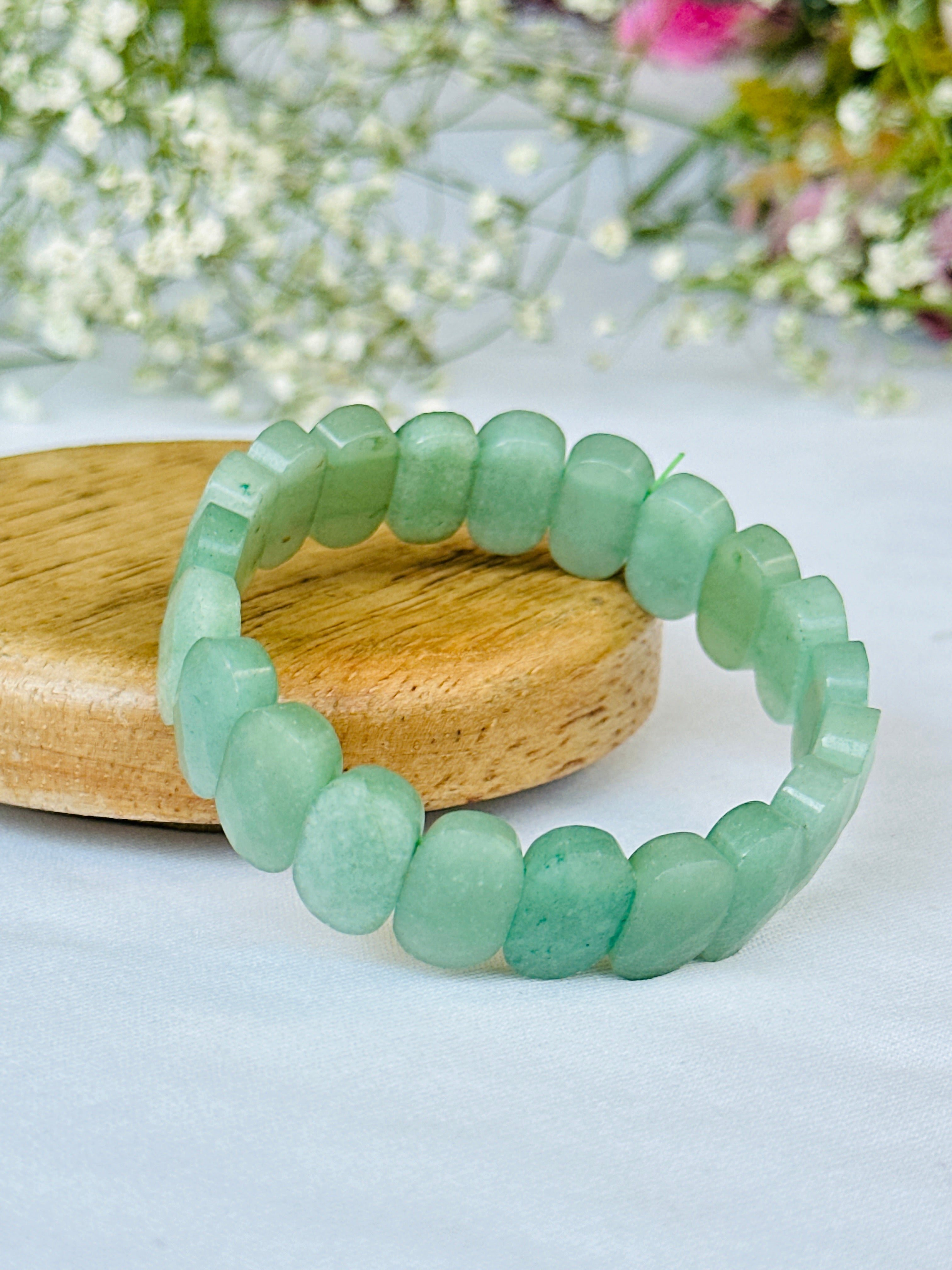 Promotes Wealth Attraction & Money Growth: Green Aventurine Emerald Cut Bracelet