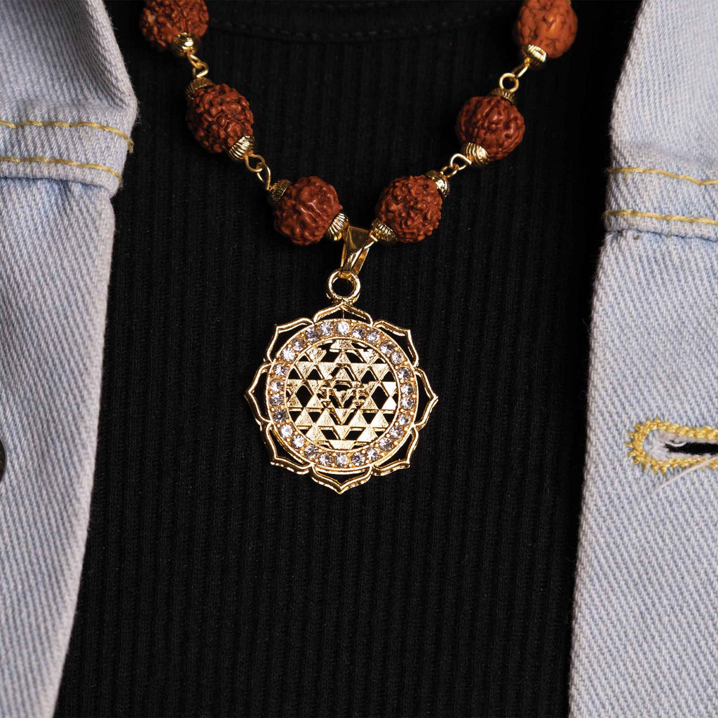 Laxmi Yantra with 5 Mukhi Rudraksha Pendant