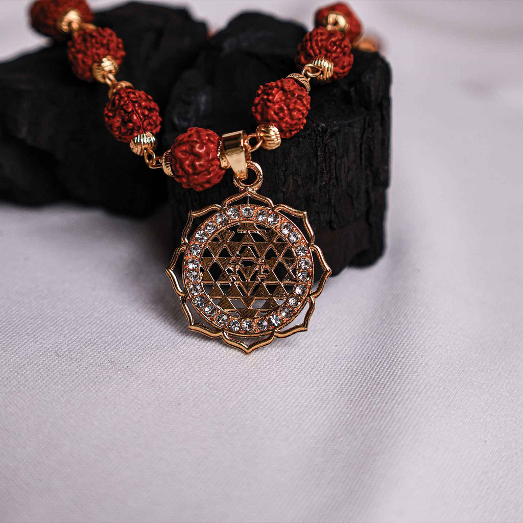 Laxmi Yantra with 5 Mukhi Rudraksha Pendant