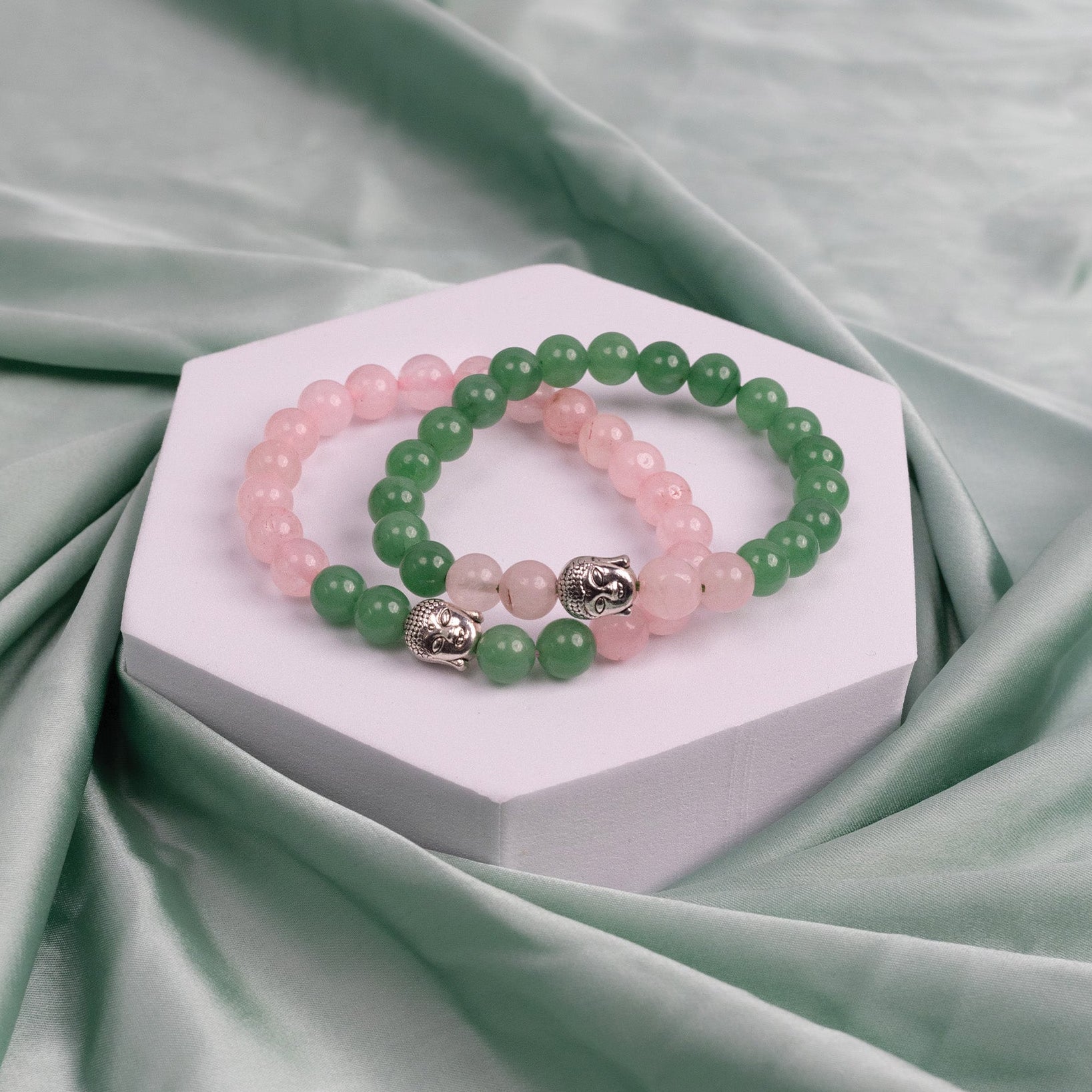 Rose Quartz & Green Aventurine Bracelet Combo
