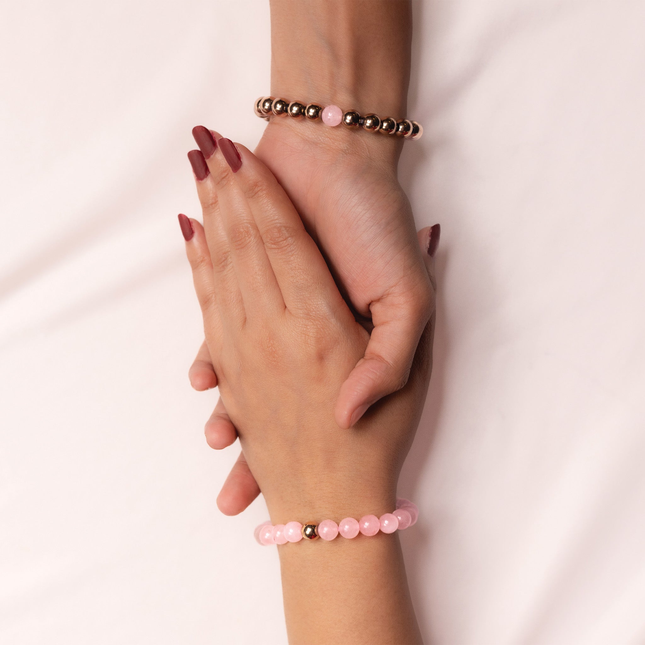 Rose Quartz & Golden Pyrite Bracelet Combo