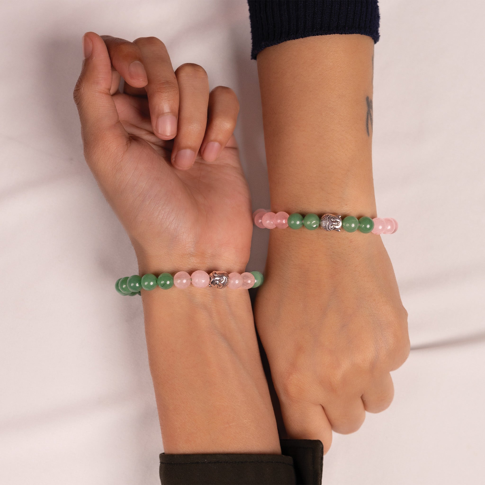 Rose Quartz & Green Aventurine Bracelet Combo