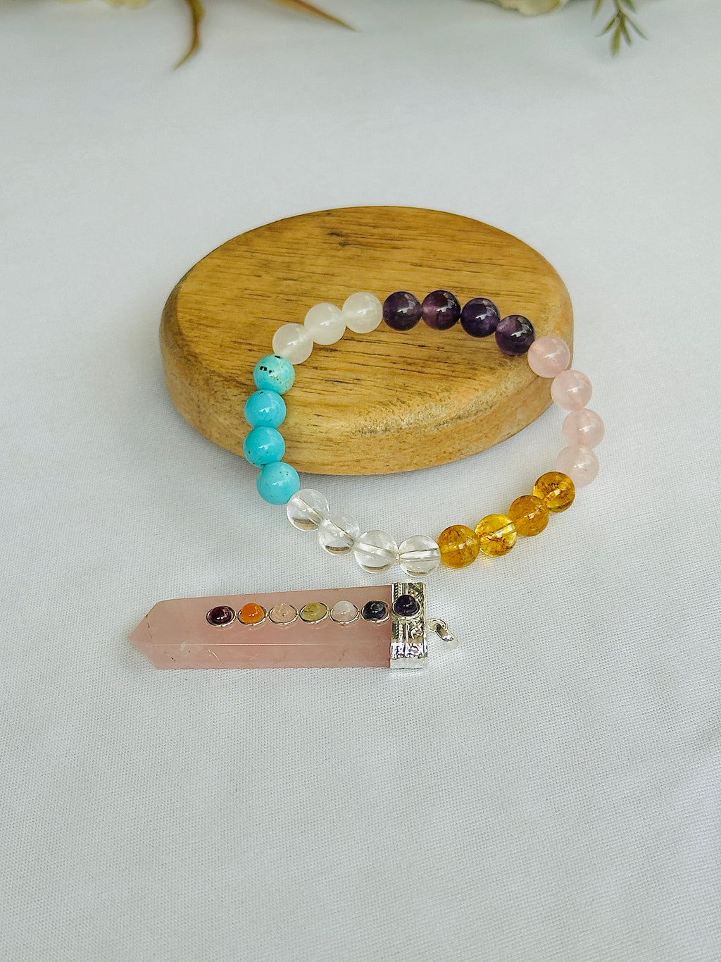 Forever Love (Love Marriage Bracelet & Rose Quartz Seven Chakra Pendant)