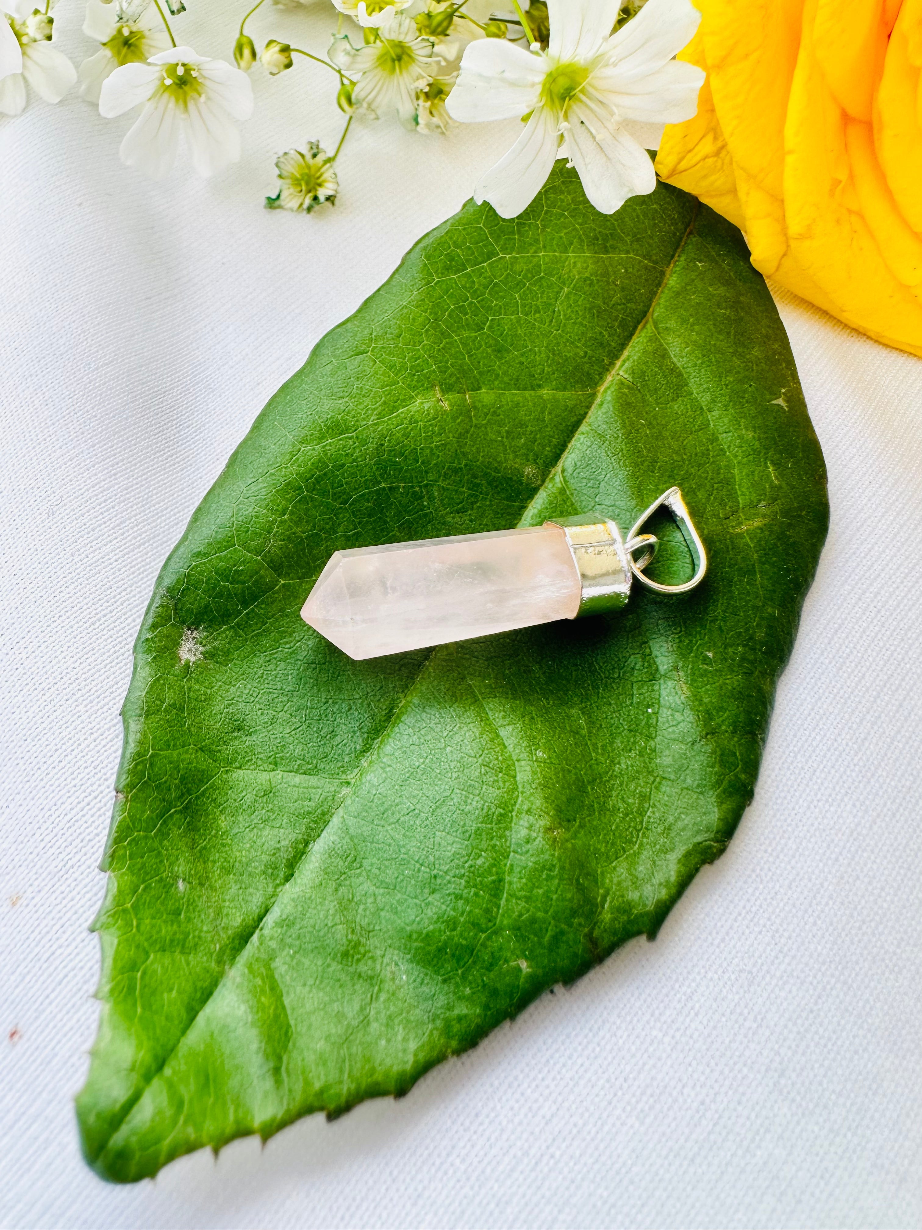 Improve Love, Relationship & Emotional Connection: Rose Quartz Pencil Pendant