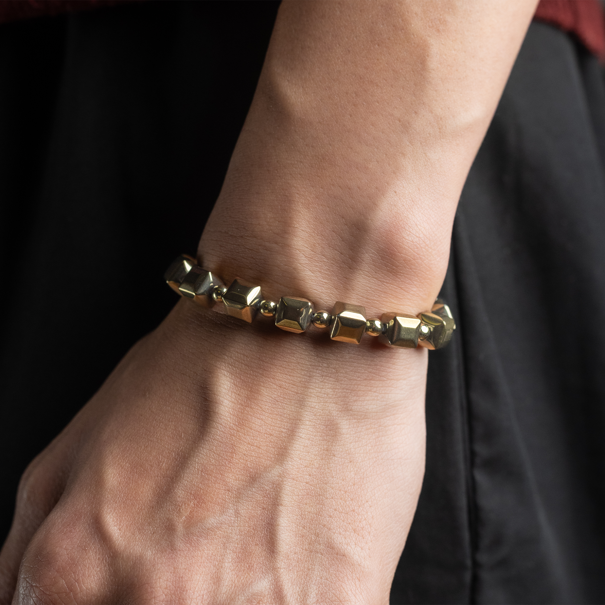 Fame & Fortune Attract: Golden Pyrite Cubical Bracelet