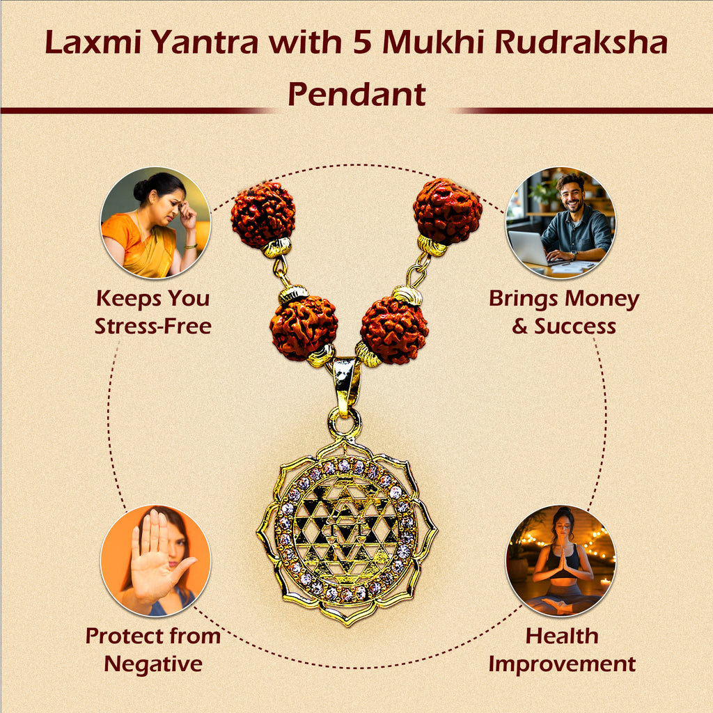 Laxmi Yantra with 5 Mukhi Rudraksha Pendant