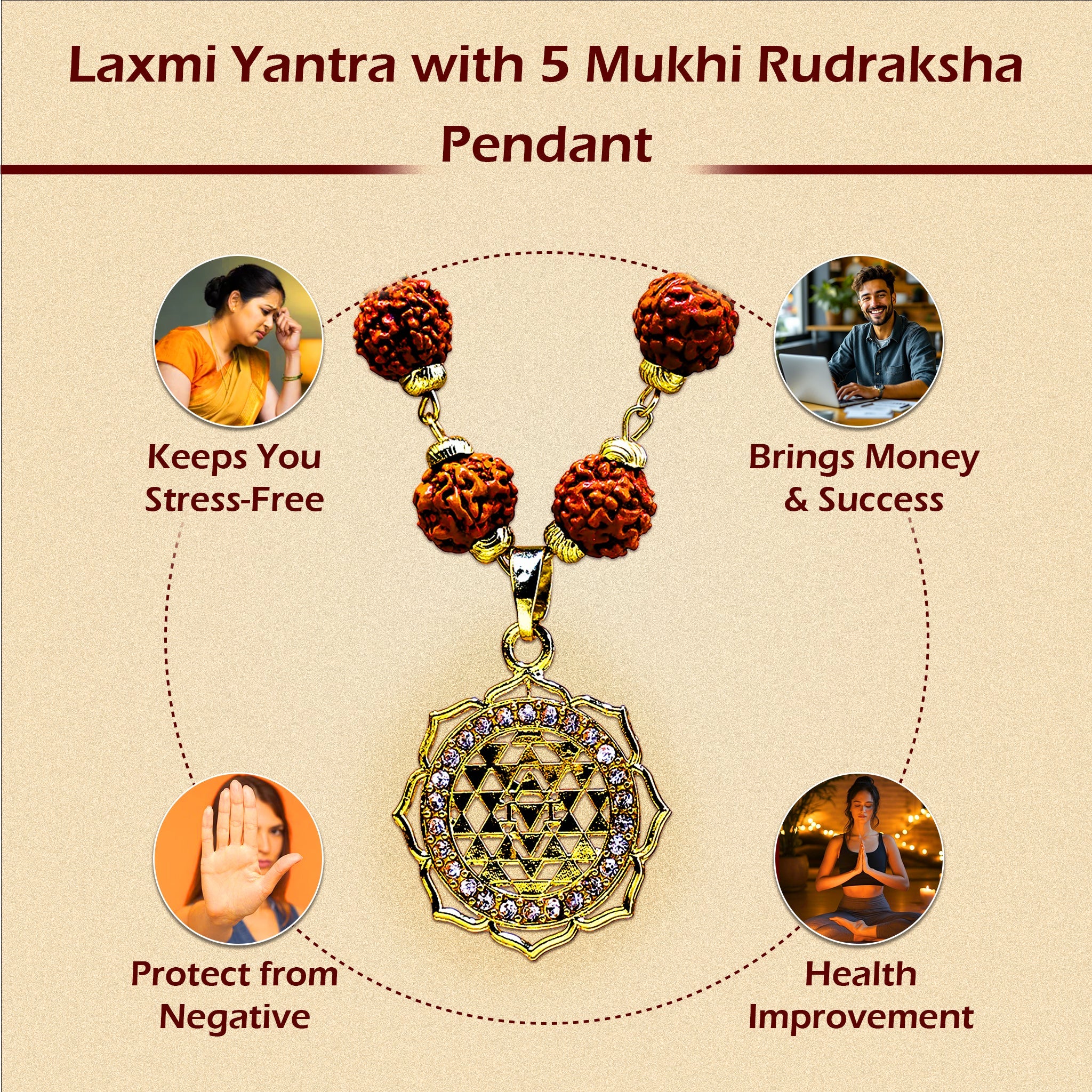 Laxmi Yantra with 5 Mukhi Rudraksha Pendant