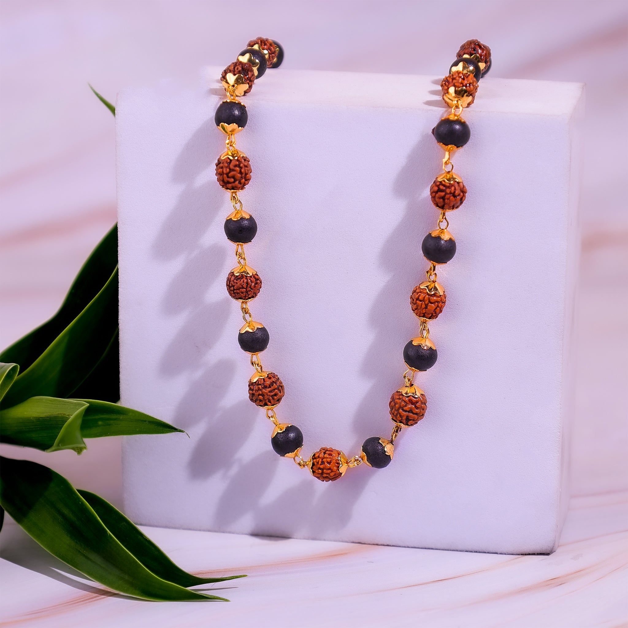 Karungali Mala With Rudraksha Beads