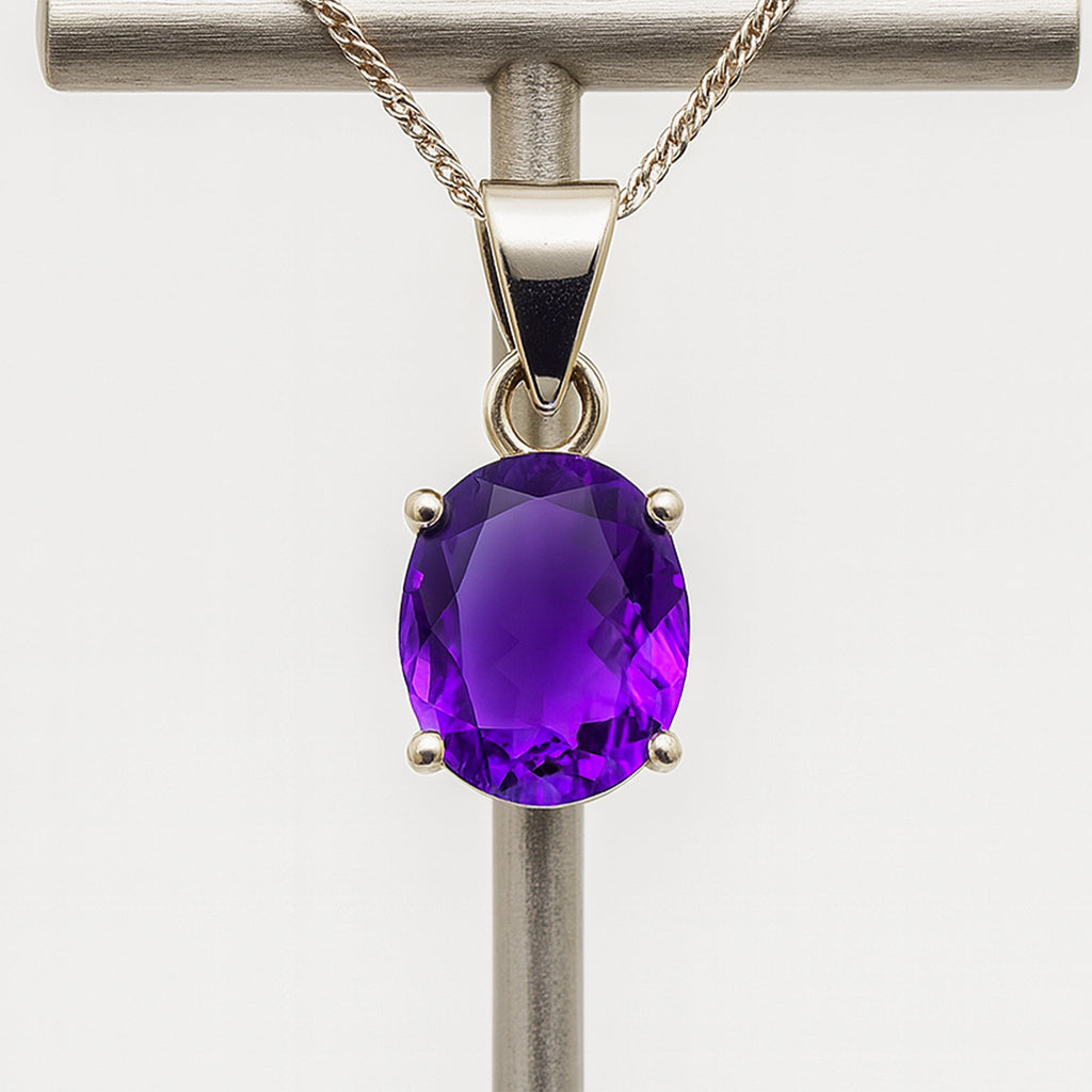 Attract Luck, Enhance Intuition, Improve Health & Skin: Amethyst Crystal Pendant