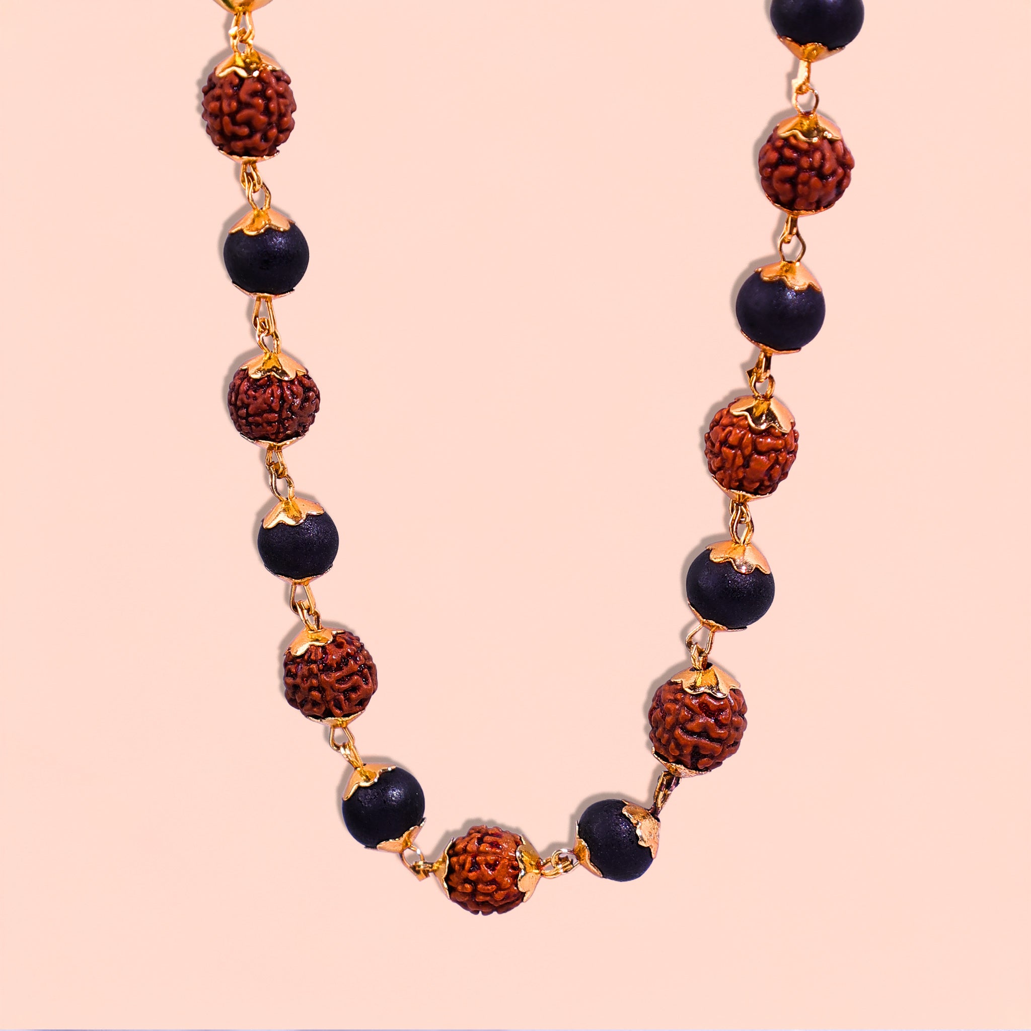 Karungali Mala With Rudraksha Beads