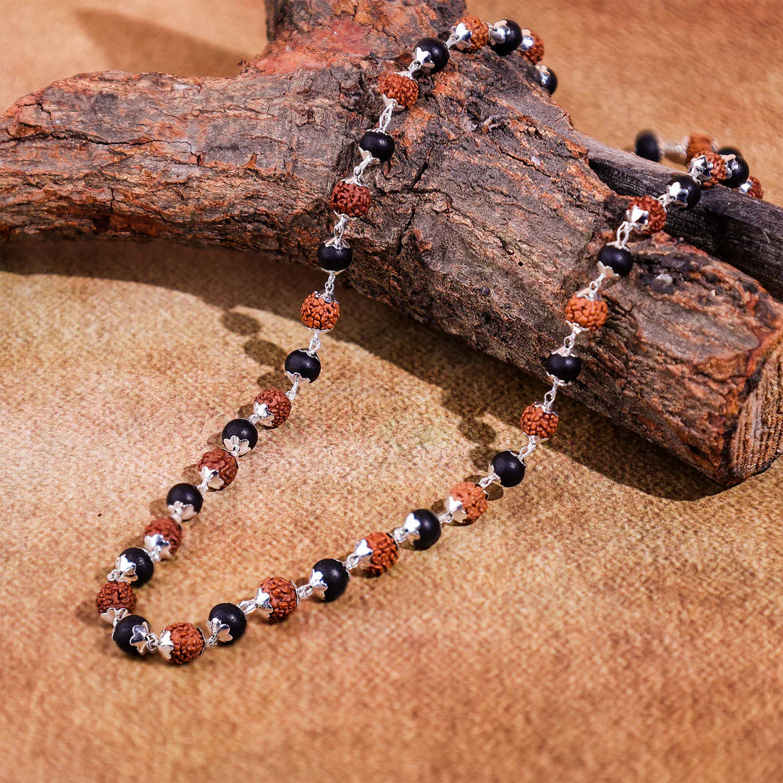 Karungali Mala With Rudraksha Beads
