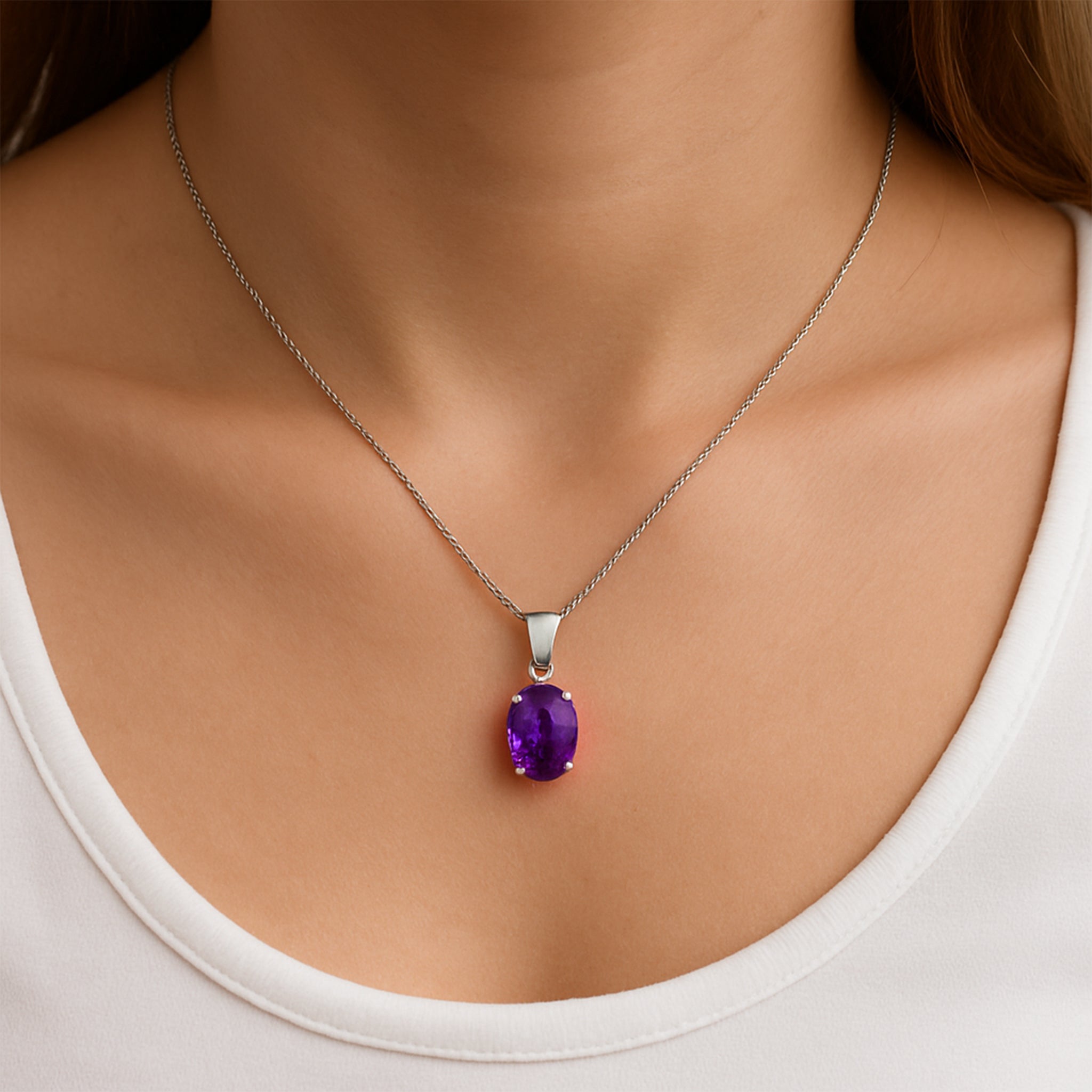 Attract Luck, Enhance Intuition, Improve Health & Skin: Amethyst Crystal Pendant