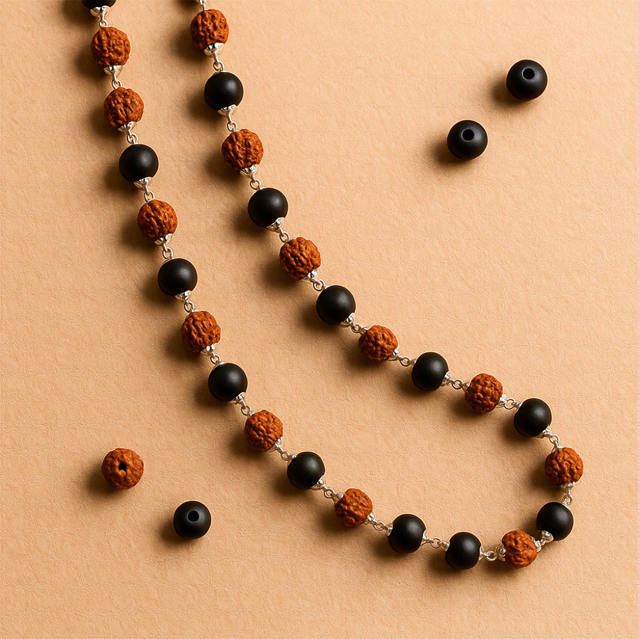 Karungali Mala With Rudraksha Beads