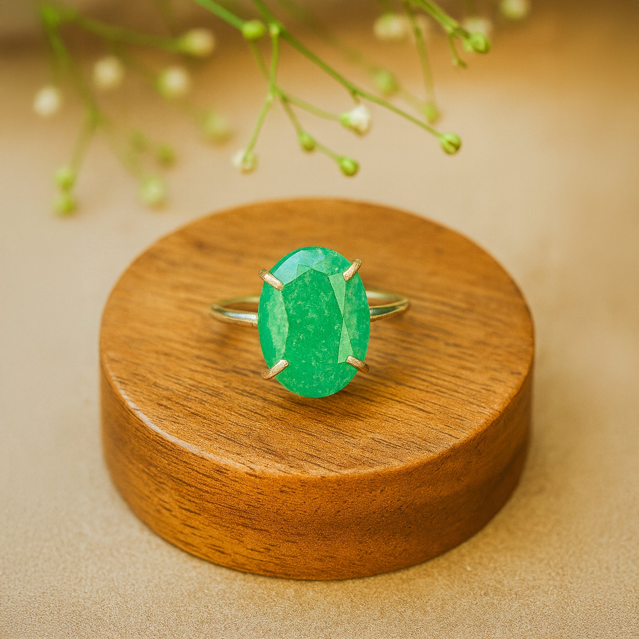 Promotes Wealth Attraction & Money Growth: Green Aventurine Ring